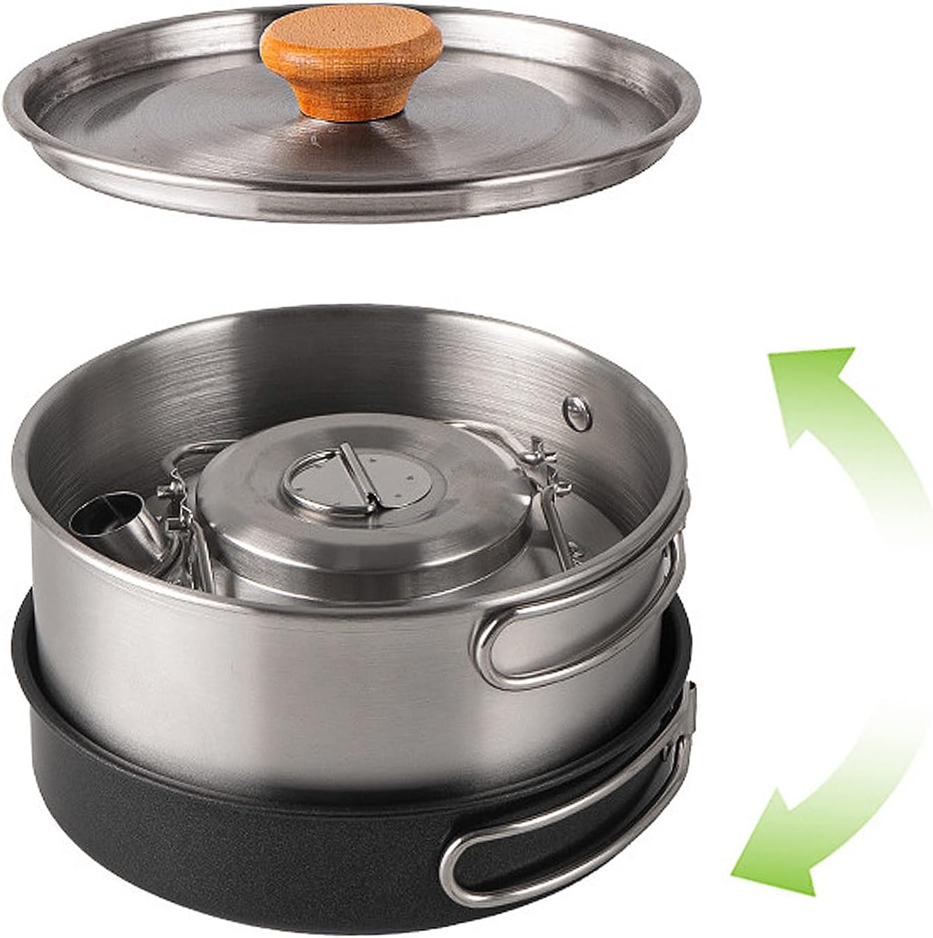 Kettle Ultra-Light Stainless Steel Camping Cookware Utensils with Storage Bag Outdoor Tableware with Lightweight Handle Backpacking Cookware Set