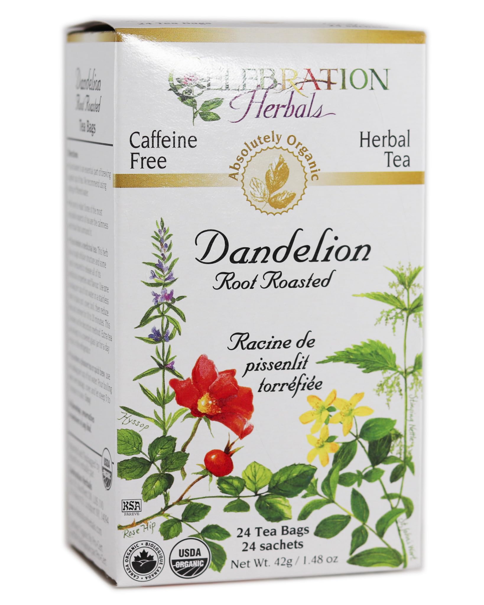 CELEBRATION HERBALS Dandelion Root Roasted Tea Organic 24 Bag, 0.02 Pound