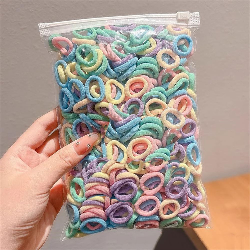 100 Pcs Small Hair Elastics Bands Colorful Mixed No Damage for Women Strong Hold Braiding Ponytail Bun Hair Accessories Ties
