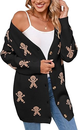 shermie Women's Button Down Cardigan Sweaters Long Sleeve Loose Casual Gingerbre