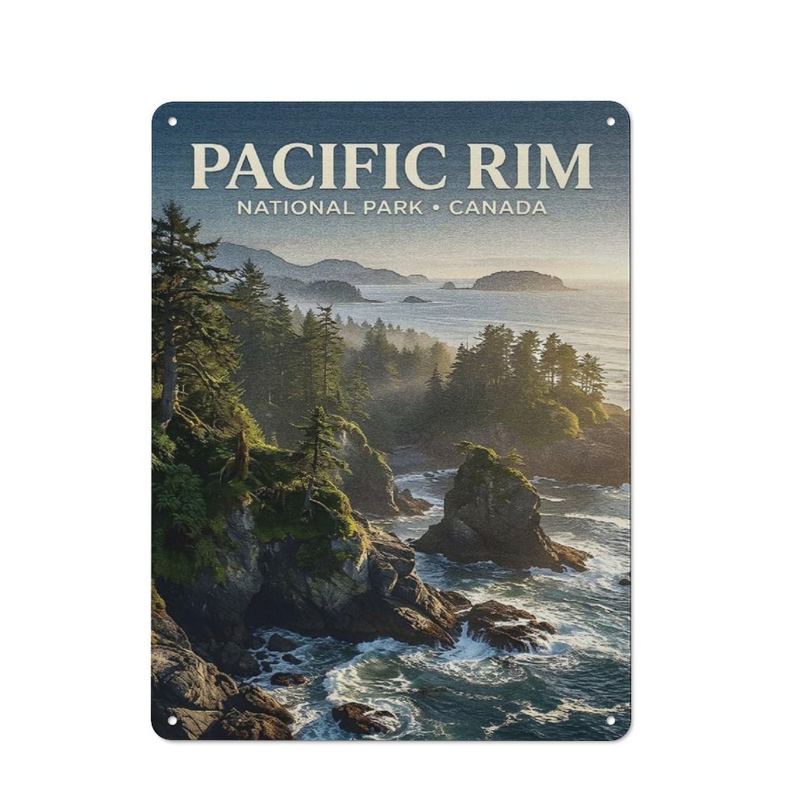 Junmoney Style-17 Metal Wall Sign 40X30cm Featuring Pacific Rim National Park Canada For Hallway Wall, For Vintage Wall Decor Fans, For Cafés, Pubs And Restaurants