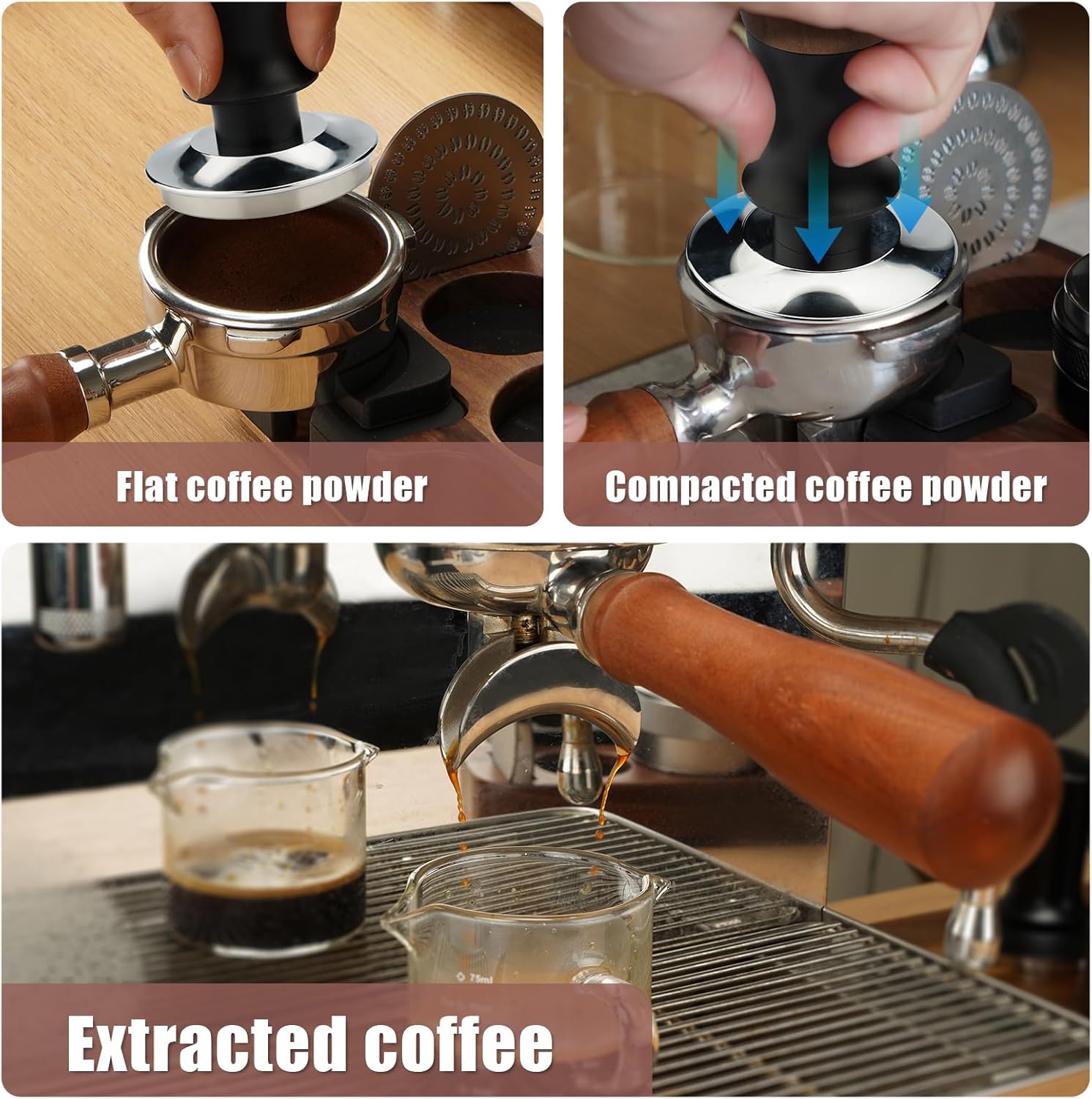 SHIKORI 58mm Espresso Tamper, Premium Barista Coffee Tamper with Calibrated Spring Loaded, Stainless Steel Ripple Base for Breville Series 58mm Portafilter Basket (Black)