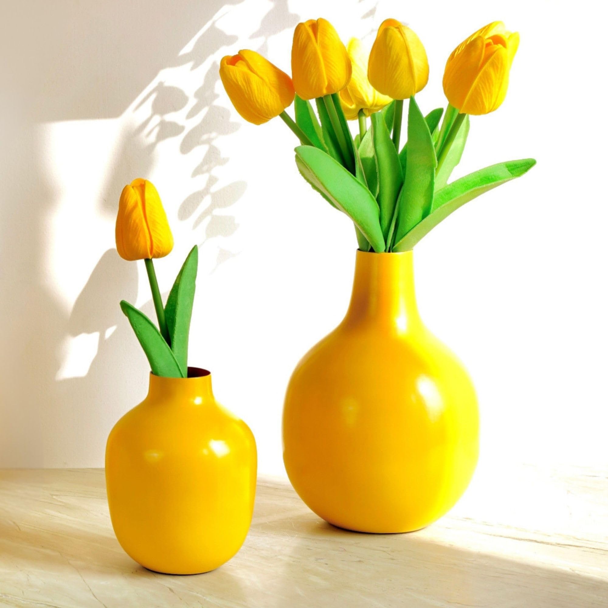 BEHOMA Yellow Metal Flower Vase For Modern Shape Home Decor| Decoration Item For Living Room Office| Table Decorative Flower Pot For Gifting | (Pack Of 2, Yellow) (Flower Not Included) (B0BS6WXM97) Amazon Price History, Amazon Price Tracker