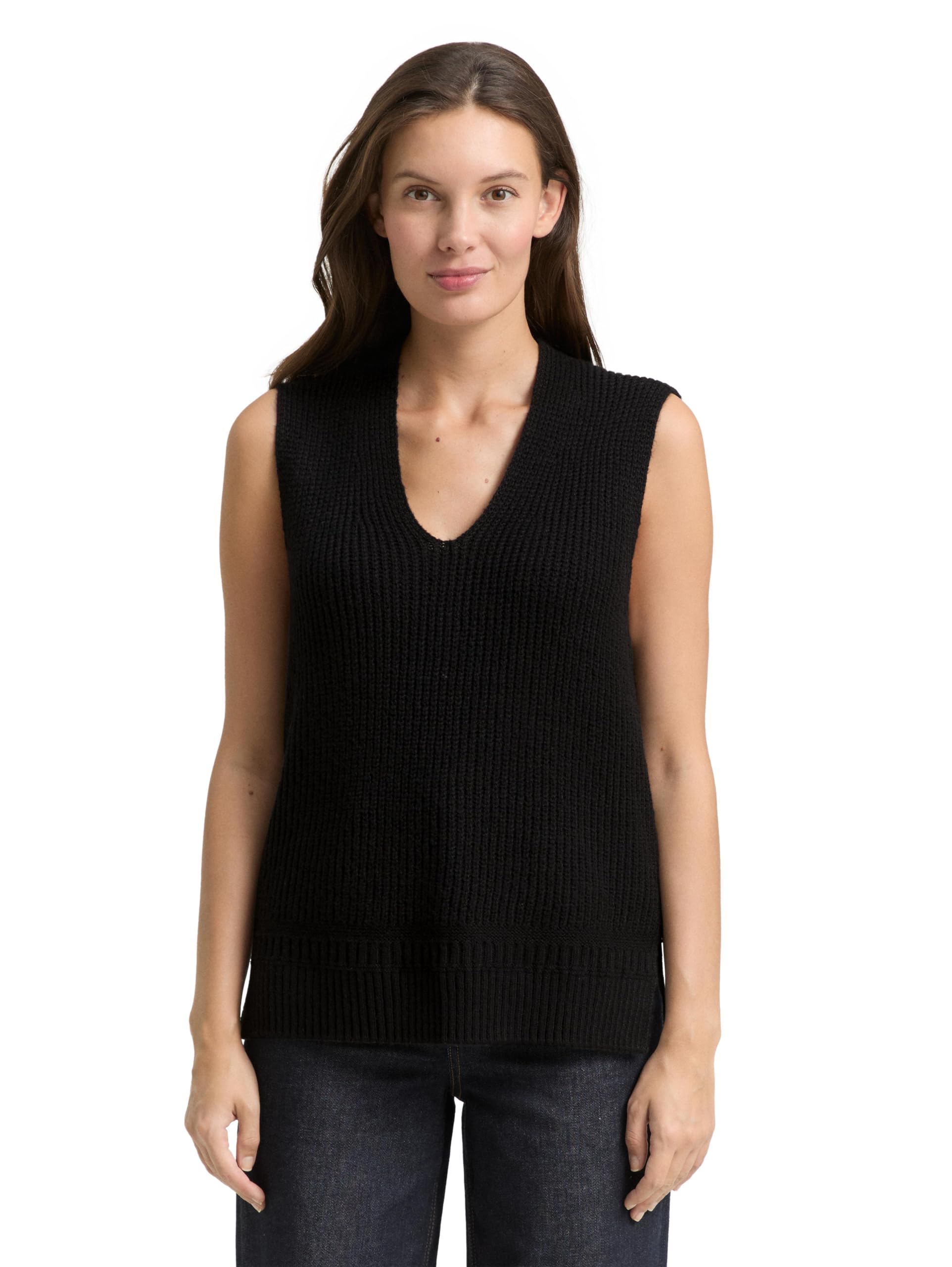 Tom Tailor Damen 1049136 Pullunder mit V-Ausschnitt
