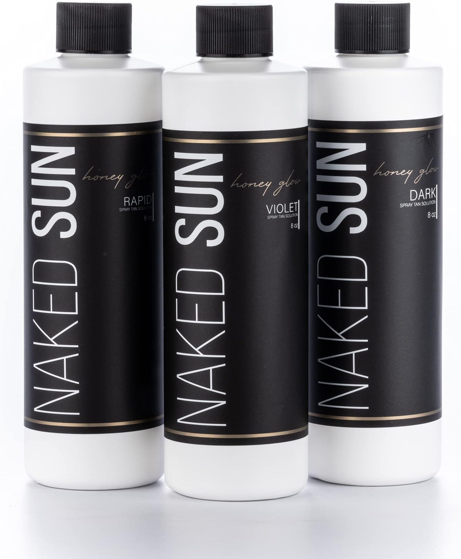 Honey Glow Spray Tanning Solution Trio Bundle (3 Items): Dark Bronze, Violet and Rapid Express Airbrush Tan Mist