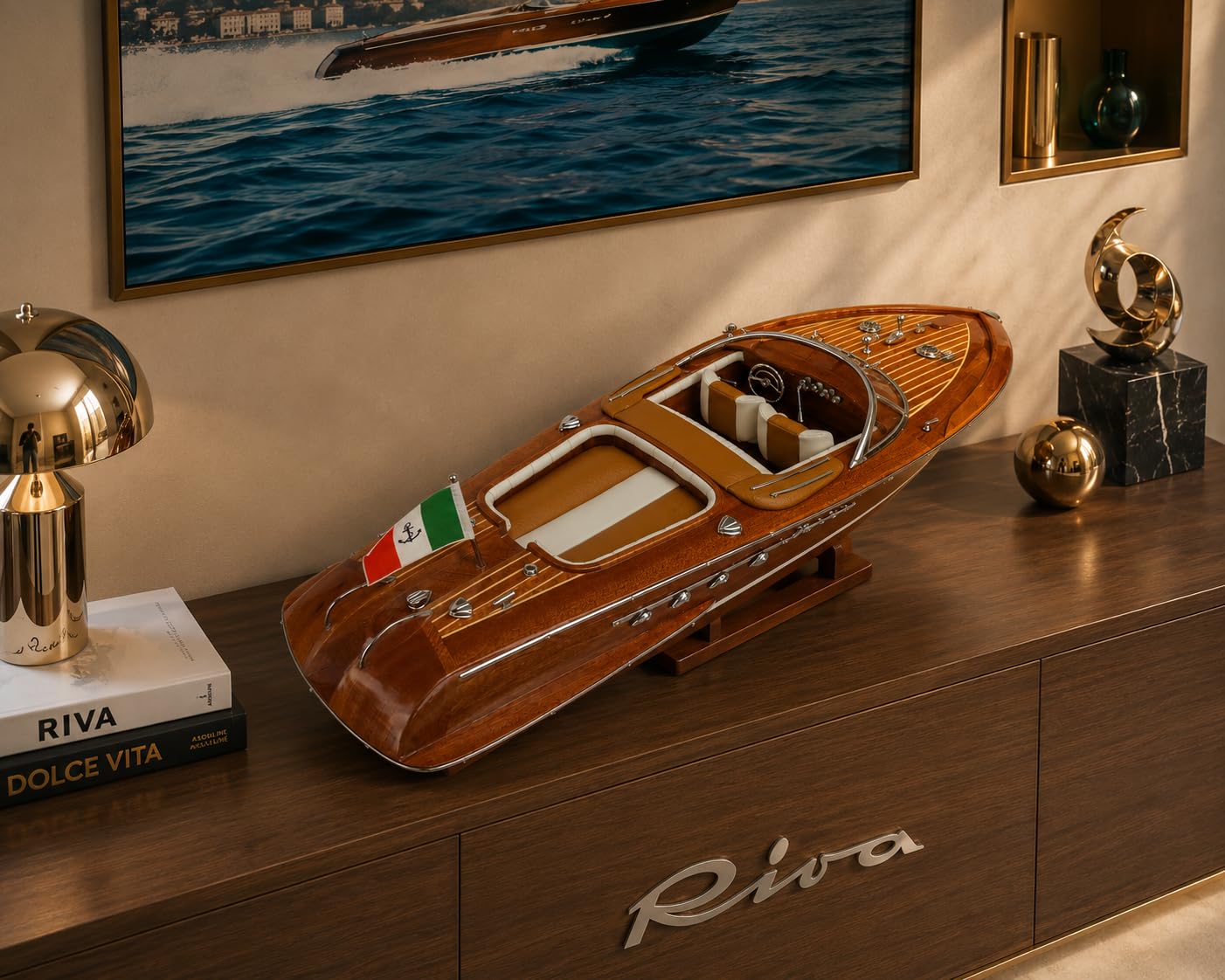 Générique maquette bateau bois Riva Aquarama 55 cm modelisme