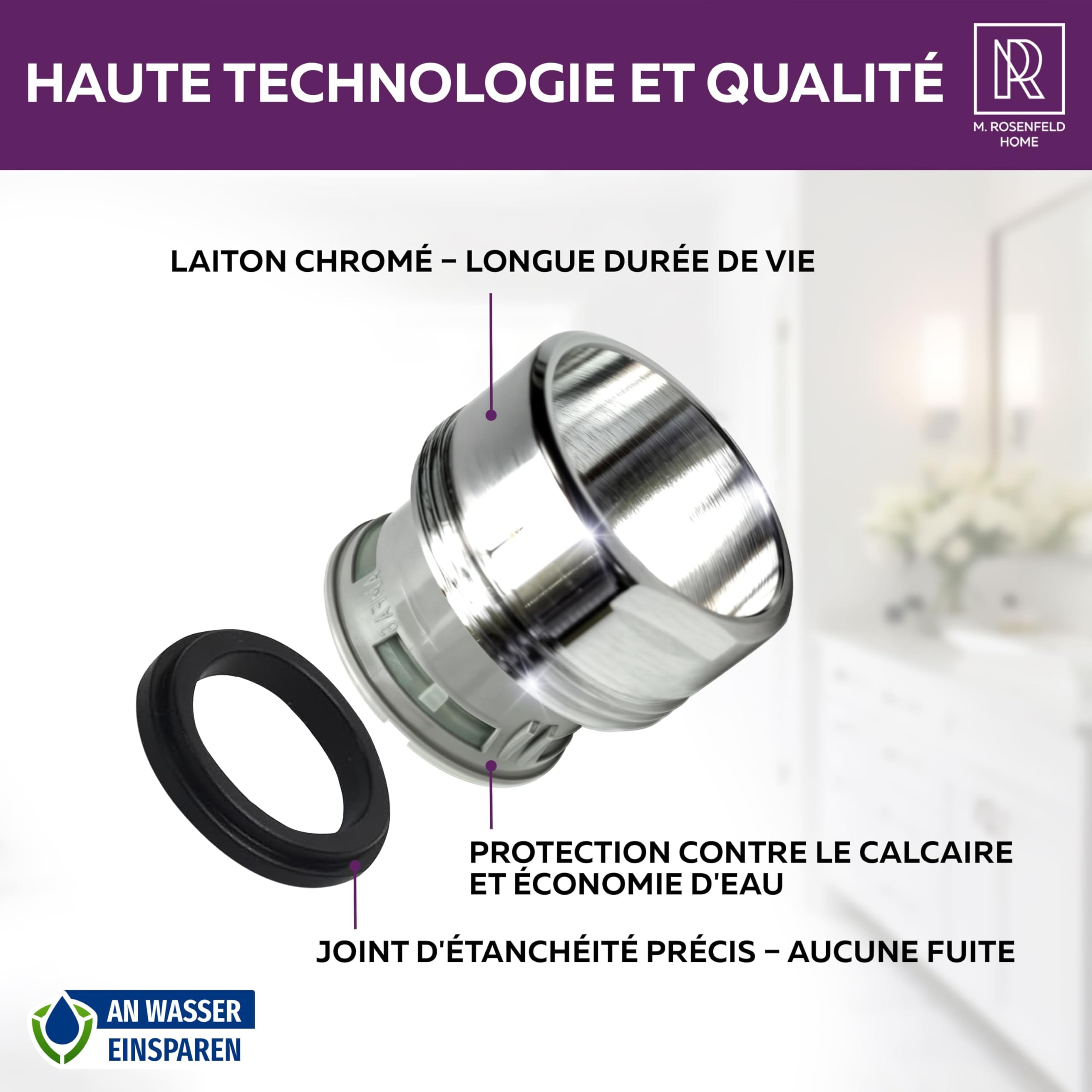 Mousseur Robinet M24 Laiton Chromé Économiseur d'Eau Filtre Anticalcaire 5 L/min