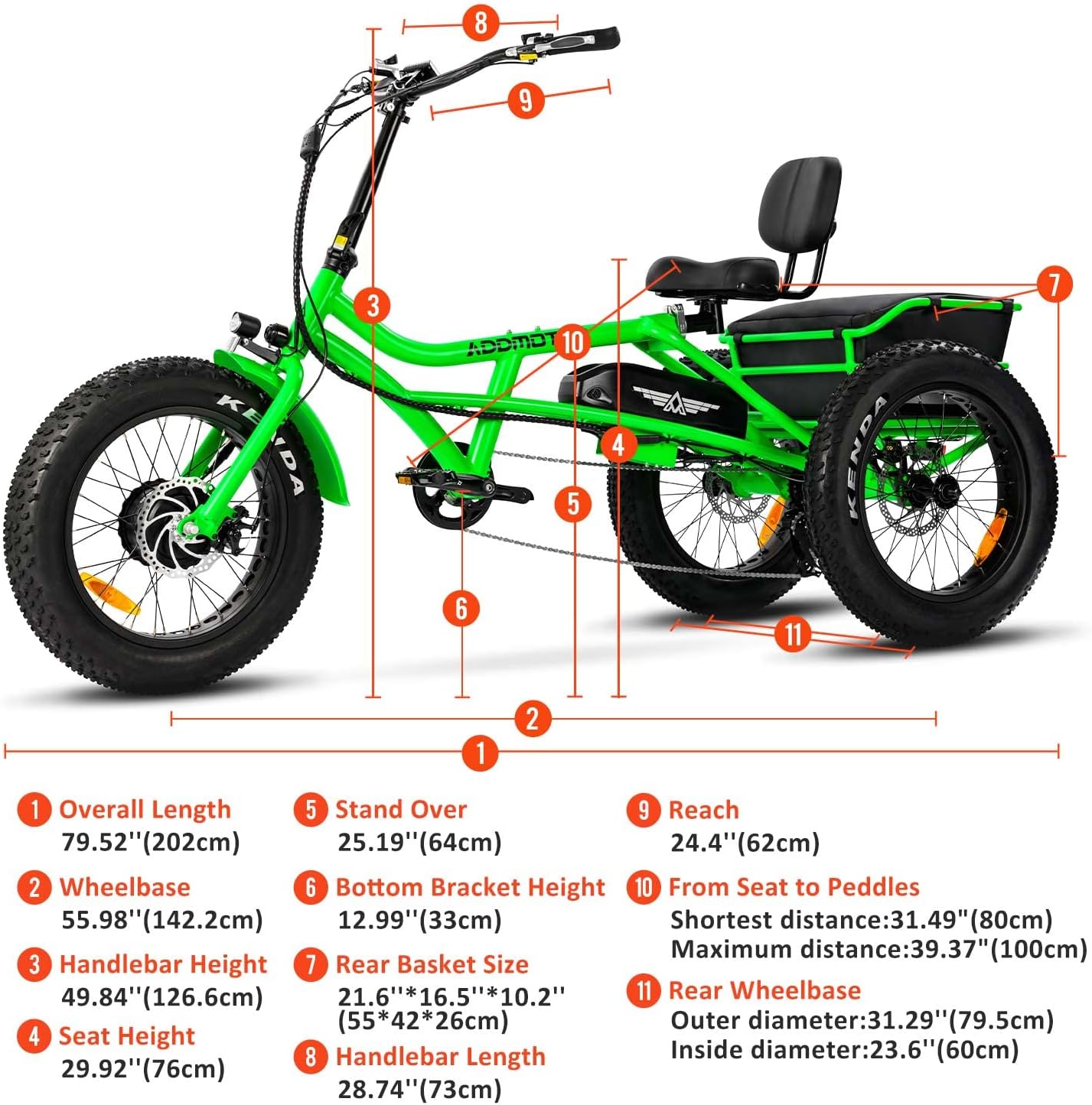 Buy ADDMOTOR Motan M360 Electric Trike, Adult 3 Wheel Electric Bicycle 750W 48V 20Ah Lithium