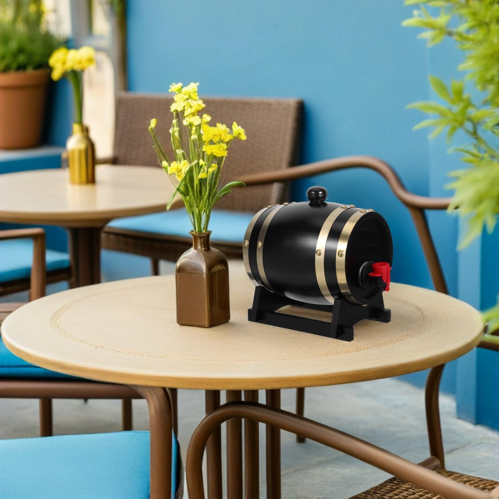 Cabilock Barril de Whisky de Roble Barril de Madera para Vino y Cerveza Dispensador con Grifo para Fiestas y Uso Doméstico