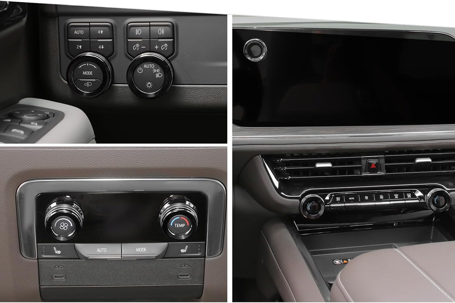 Jimen for Tahoe Center Console Knob Covers, 7PCS AC Air Conditioning Volume Control Button Headlight Switch Trim Ring Fit for Chevrolet Tahoe 2024-2025 (Black)
