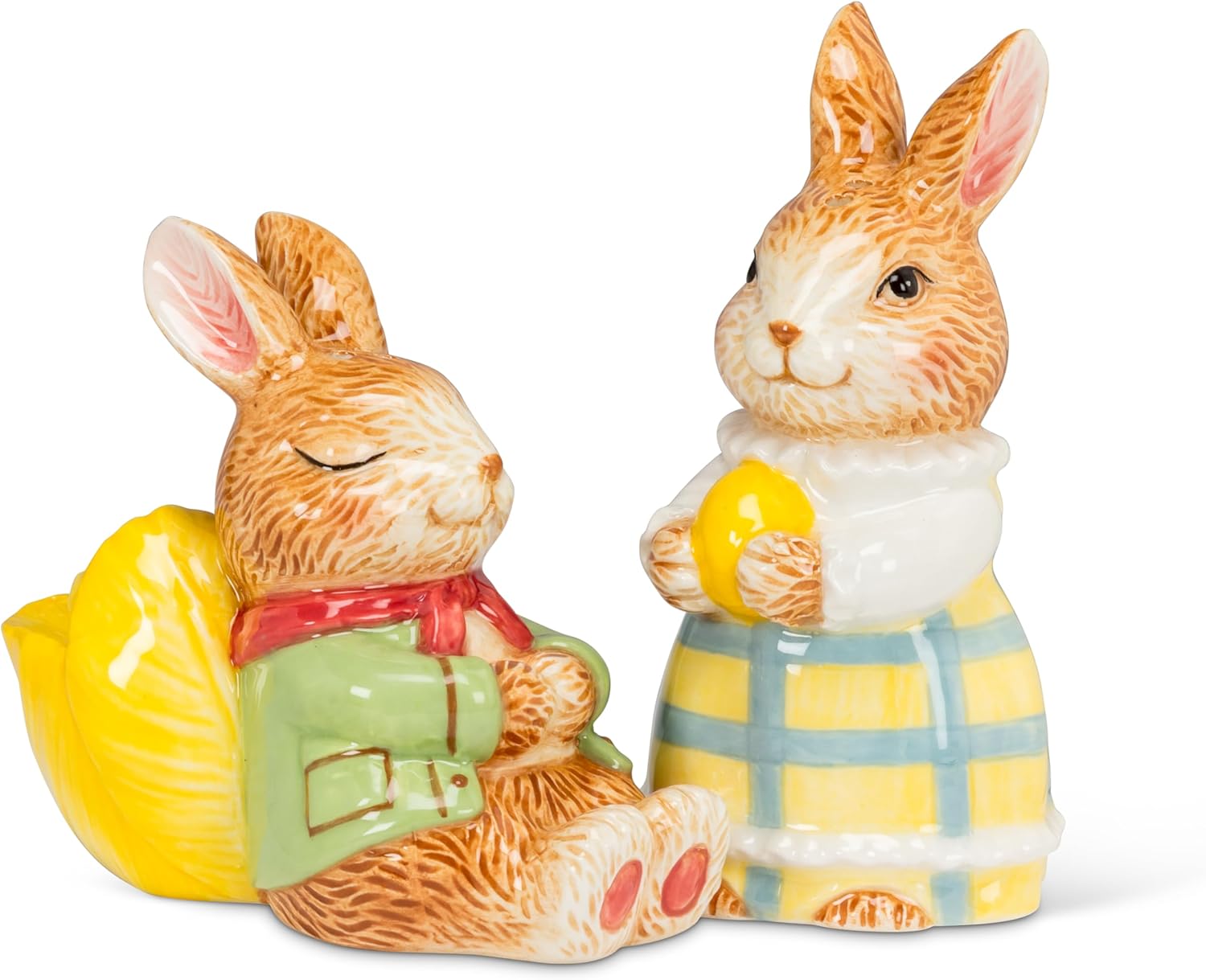 Abbott Collection Dress Up Bunnies Salt & Pepper Shaker Set - Ceramic, Multicolor (3 inches H)