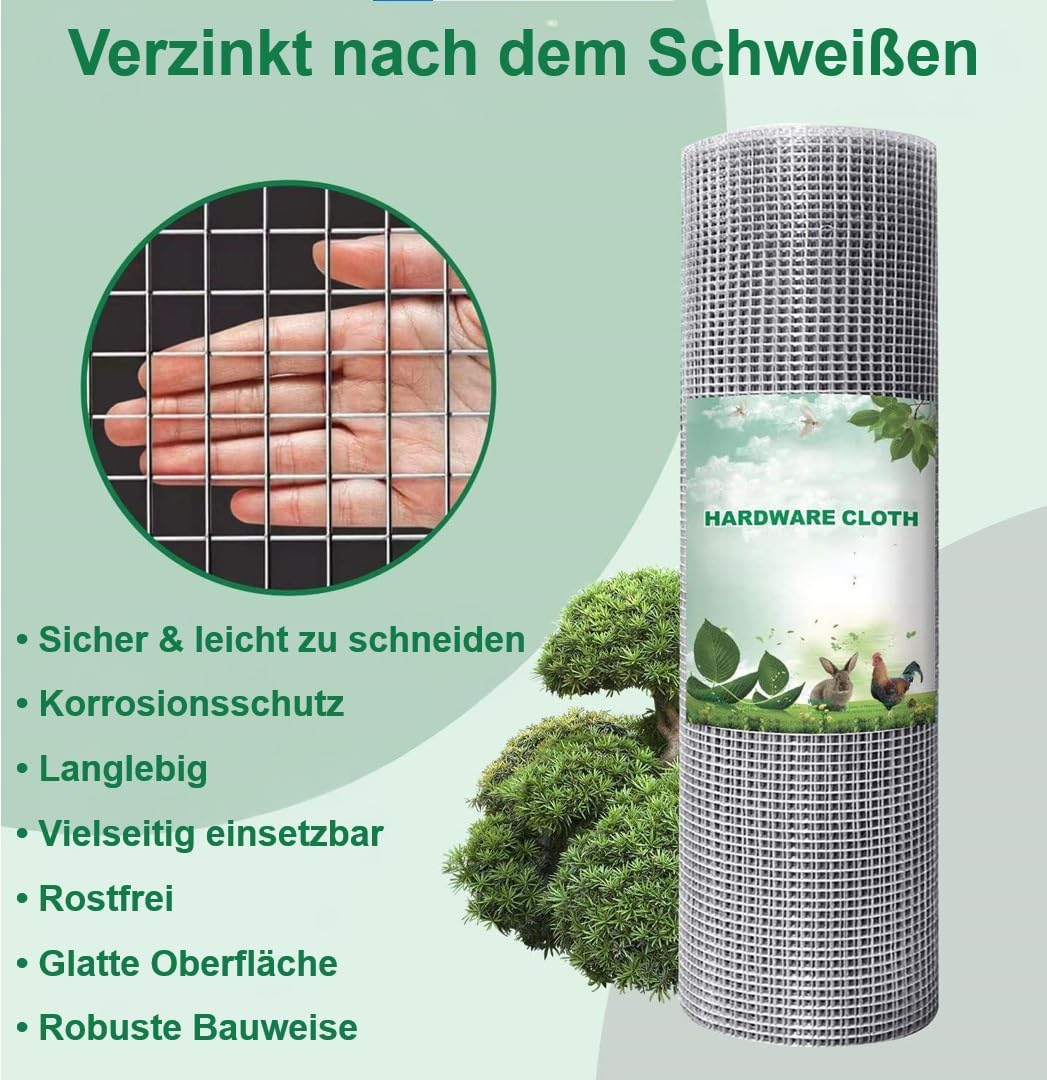 Amagabeli 1.2m X 15m Hasendraht Volierendraht 12x12 Feinmaschig Wühlmausgitter Für Hochbeet Zaun Hühnerdraht Maschendrahtzaun Kaninchendraht Verzinkt Drahtgitter Feuerverzinkt