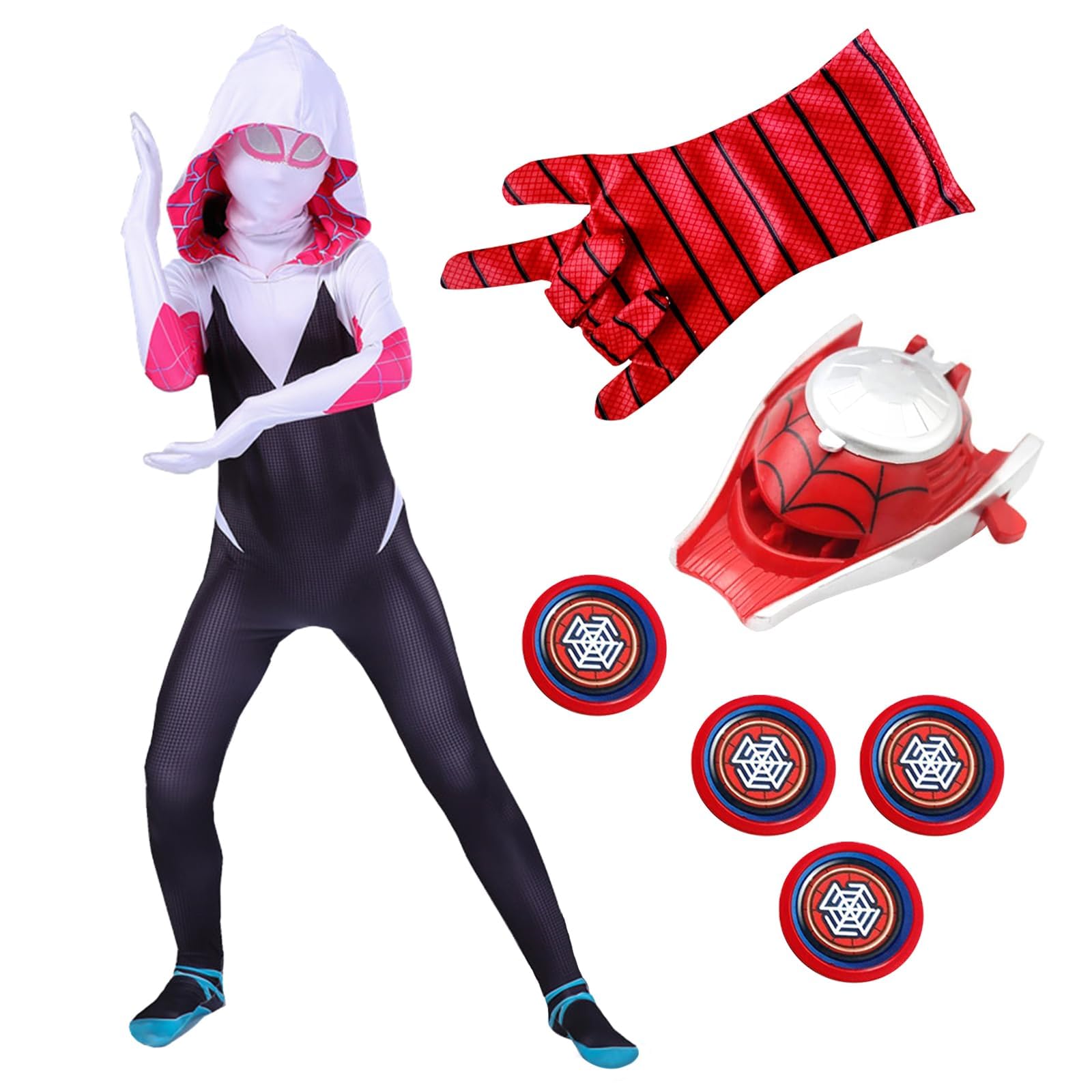ATOWORLDSpider Costume Kids Girls Adult Women Ghost Spider Costume Kids Gwen Stacy Costume Superhero Spider Girl Costume Suit Outfit Fancy Dress Up Cosplay World Book Day Costumes for Girls