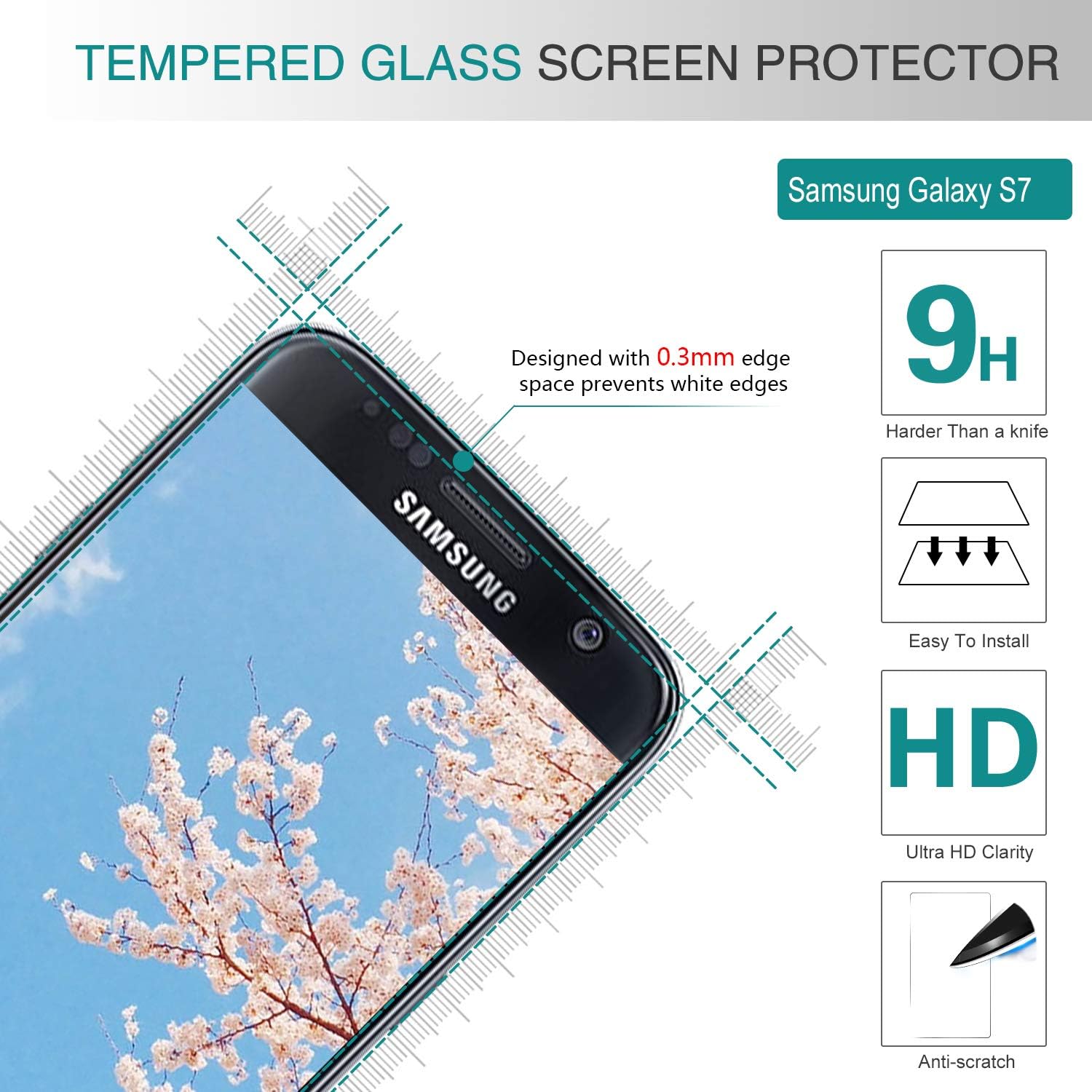 LeYi Compatible with Galaxy S7 Case, Samsung Galaxy S7 Case with 2 Glass Screen Protector, Crystal Clear Hard PC Soft TPU Anti-Scratch Shock-Absorption Bumper Slim Phone Cover Cases for Samsung S7