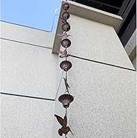 Vista 5 de Cadena de lluvia de 2.5 m, Cadenas de lluvia de colibrí para canalones, Cadena de bajante de reemplazo funcional y decorativa para exterior, Cadenas