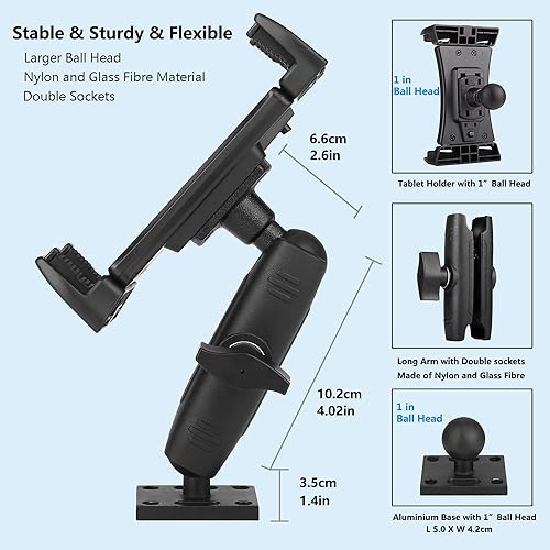 Miniatura 3 de Peastrex Soporte para tablet de automóvil, base de taladro resistente, soporte para tableta, para camión, vehículos comerciales, pared, escritorio,