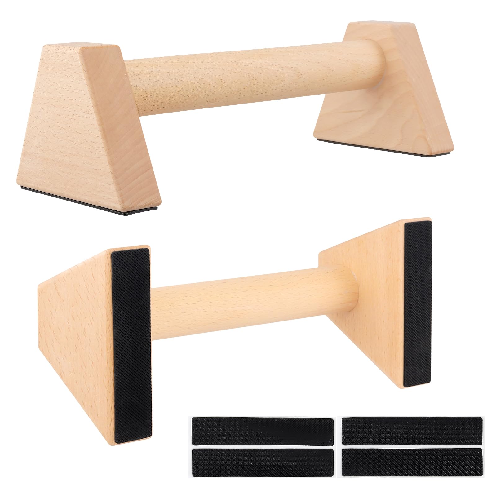 ZEONHAK 2 Pcs 25 x 12.5 x 9.3cm Wooden Parallettes Bars, Solid Push Up Bars with Non-slip Rubber for Fitness, Gymnastics, Aerobics