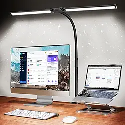 luminaria de mesa LED para escritório e casa, 5 cores de luz, 10 níveis de escurecimento, proteção para os olhos luminária de mesa, adequada para leitura, estudo, bancada de trabalho (preta)