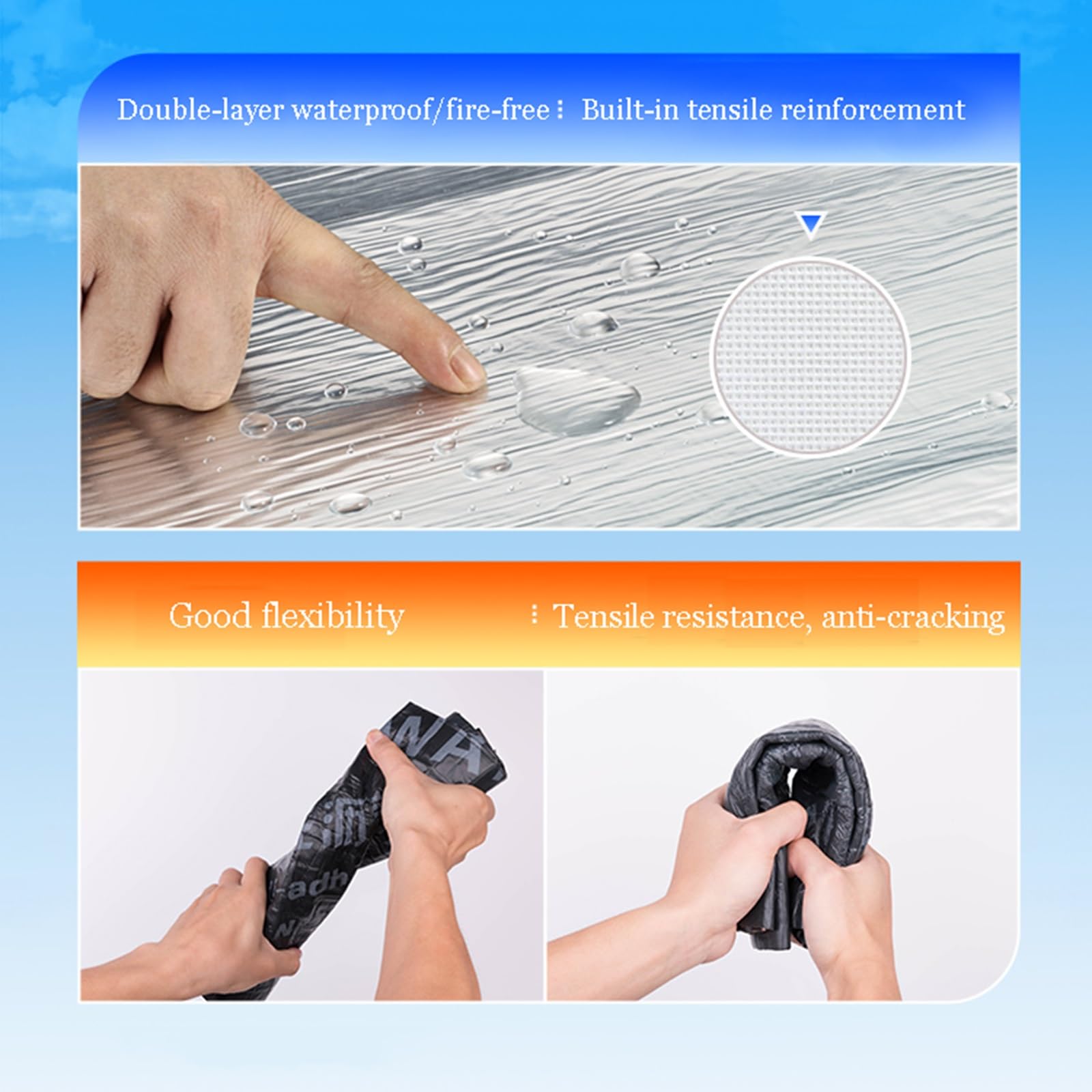 Cinta de Reparación de Betún de Papel de Aluminio，Material asfáltico Flexible for techos, for tuberías, Metal, toldos de autocaravanas, goteras y Sellado de Ventanas(THK1.2mm/W1*L3m)
