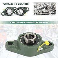 Vista 4 de 2 rodamientos de bloque de almohada DEEPDREAM UCFL201-8, orificio de 1/2 pulgada, rodamiento de almohada montado en brida de 2 pernos, autoalineación