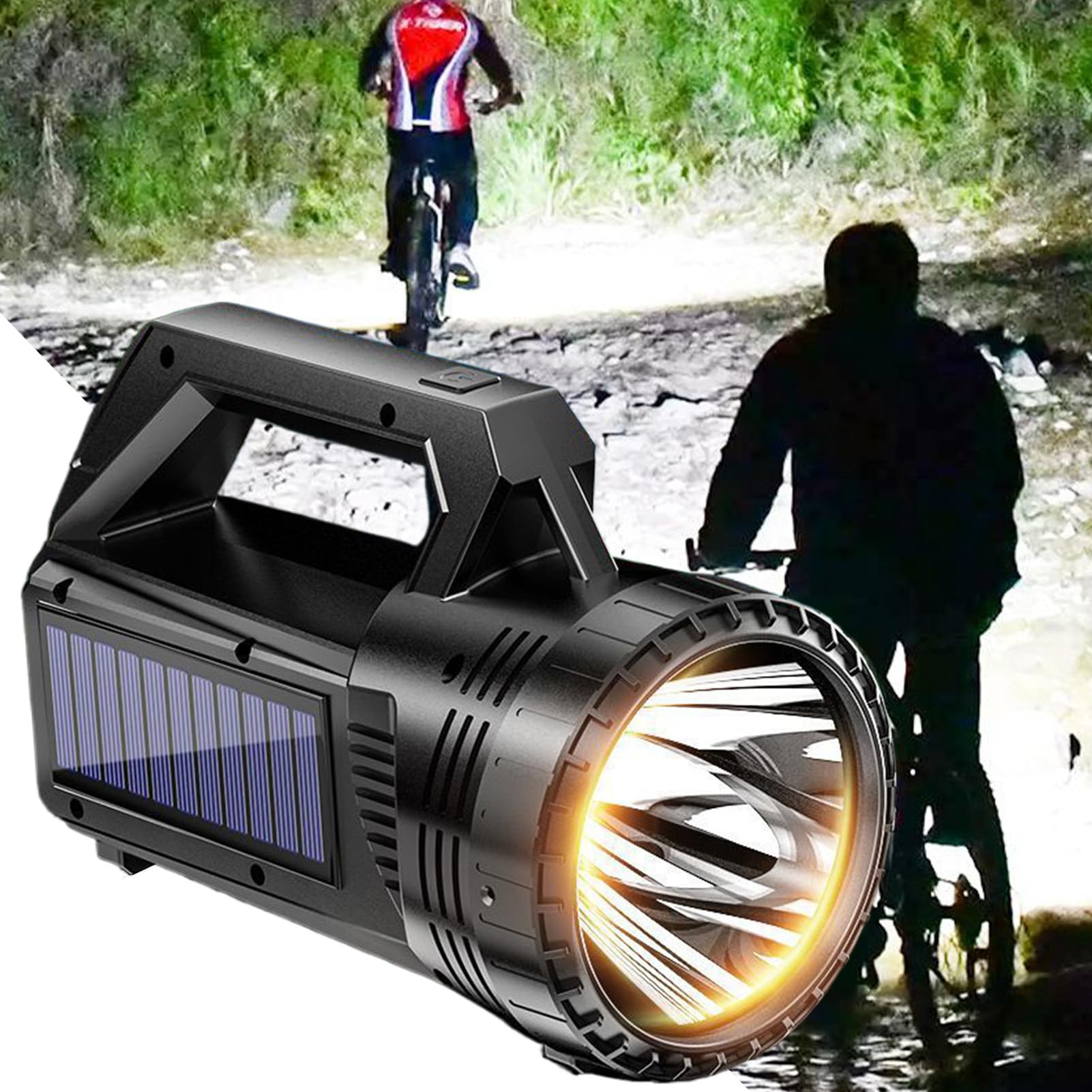 Torcia a energia solare a LED, ricaricabile, 800 lumen, luce per esterni, tipo C e ad energia solare, impermeabile, robusta, per campeggio, escursionismo, camminata, lavoro