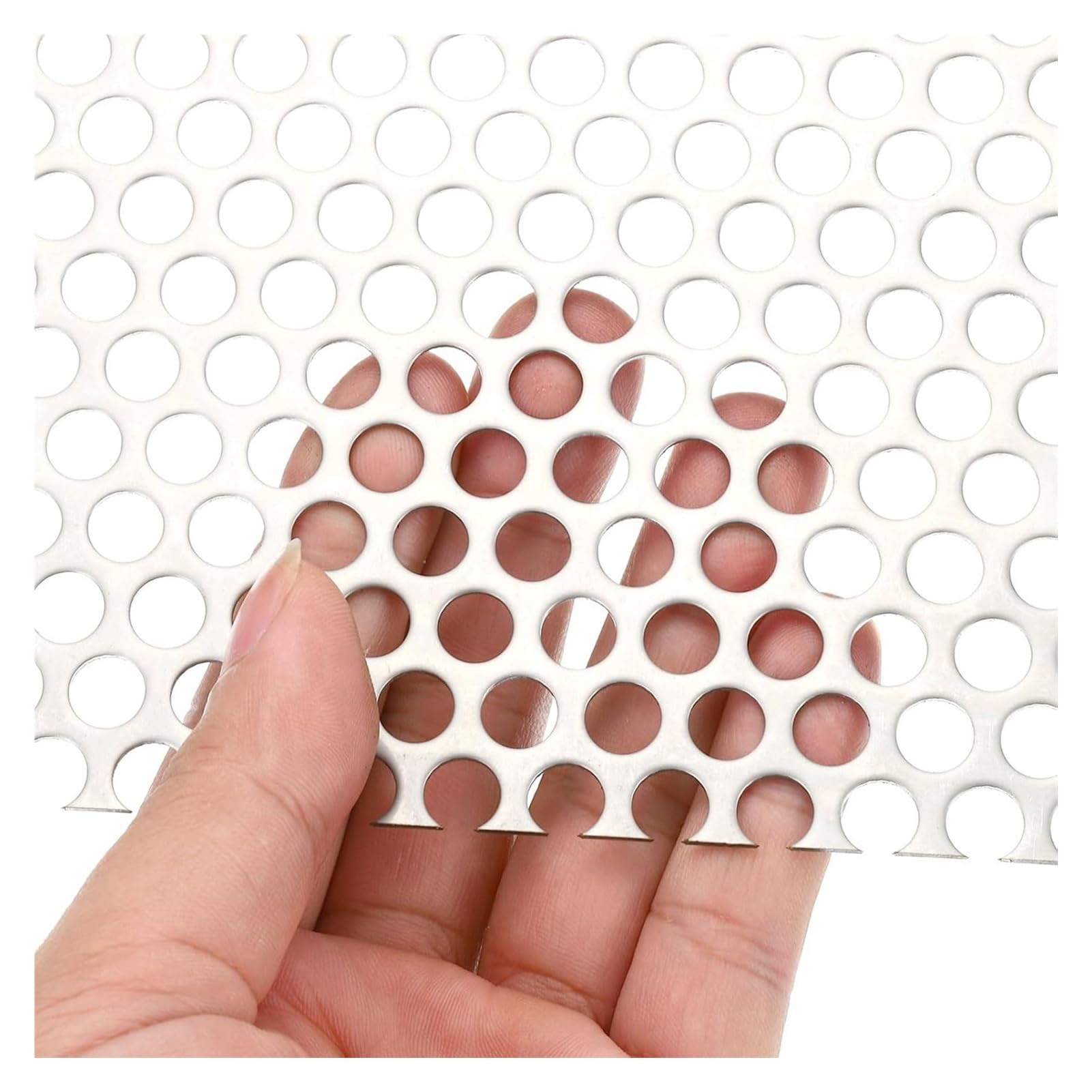 YUZGUHEY 304 Stainless Steel Perforated Metal Sheet Round Hole Silver 10x10cm-40x40cm 1-10mm Mesh 8mm 35x35cm(5mm Mesh,15x15cm)