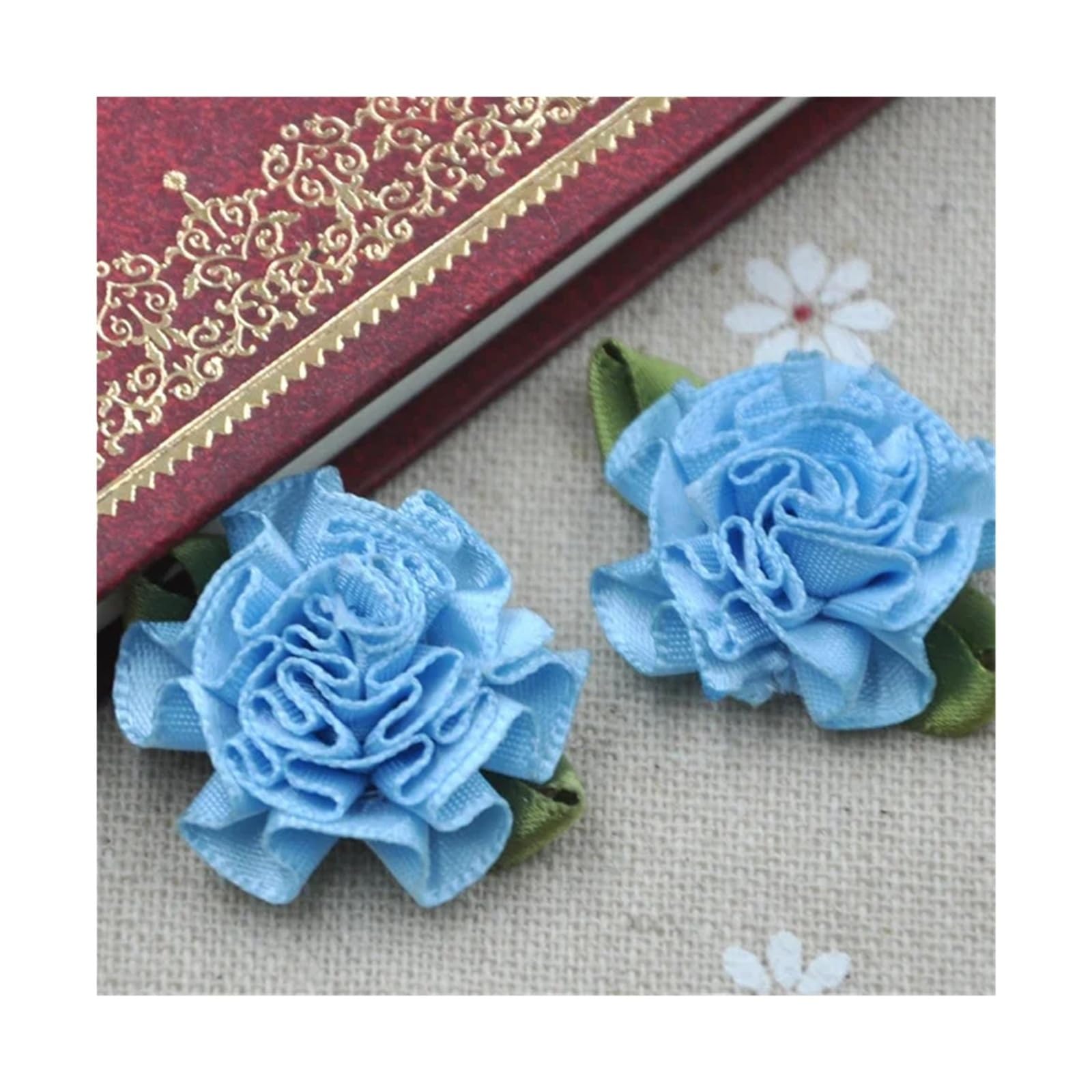 LOVSSU Fabric Flowers 40pcs U Pick Ribbon Flower Carnation Appliques Sewing/craft/wedding Lots(Color 01)