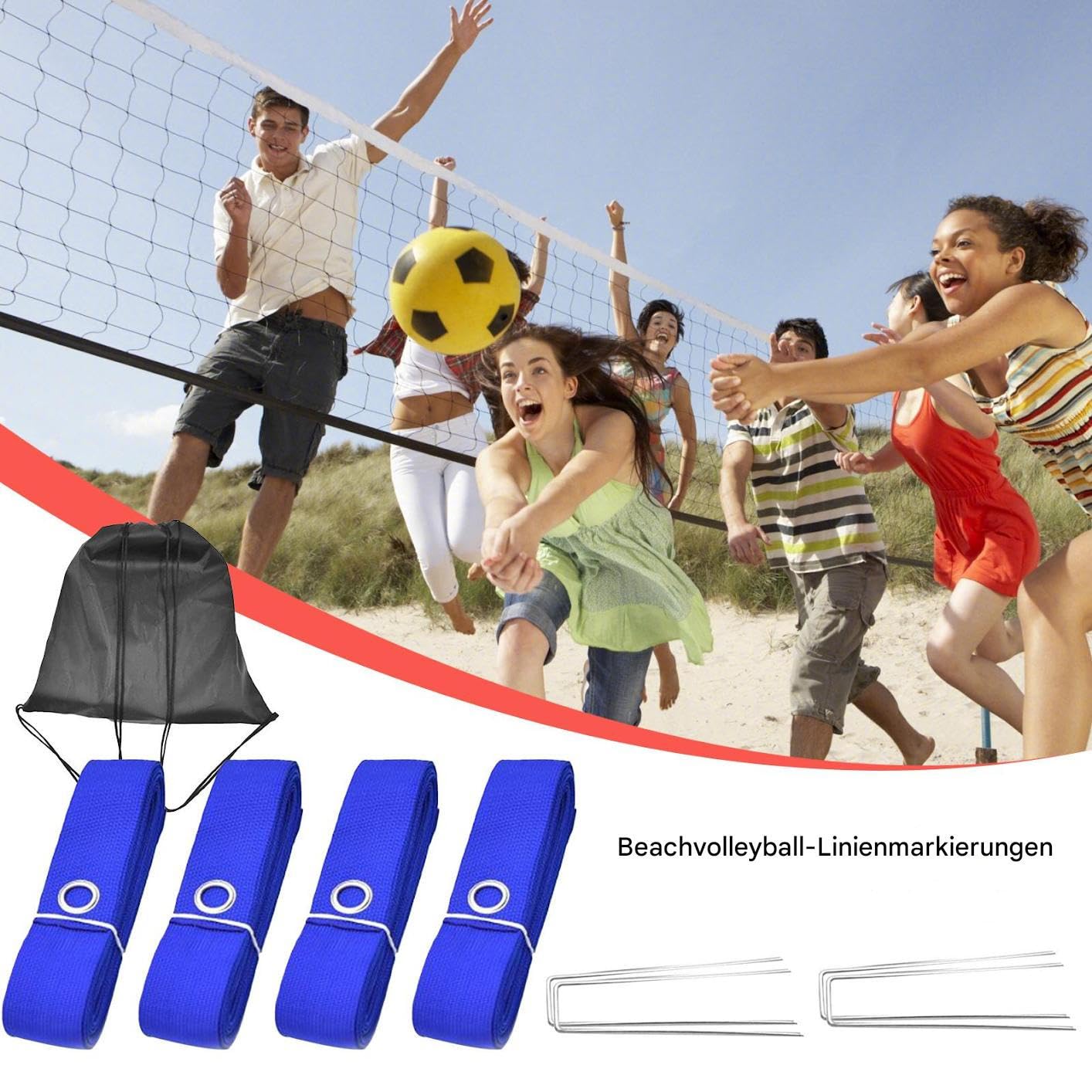Lignes de volleyball - Marquage pour pelouse - Accessoire de sport professionnel pour le jardin, l'entraînement et les activités en plein air