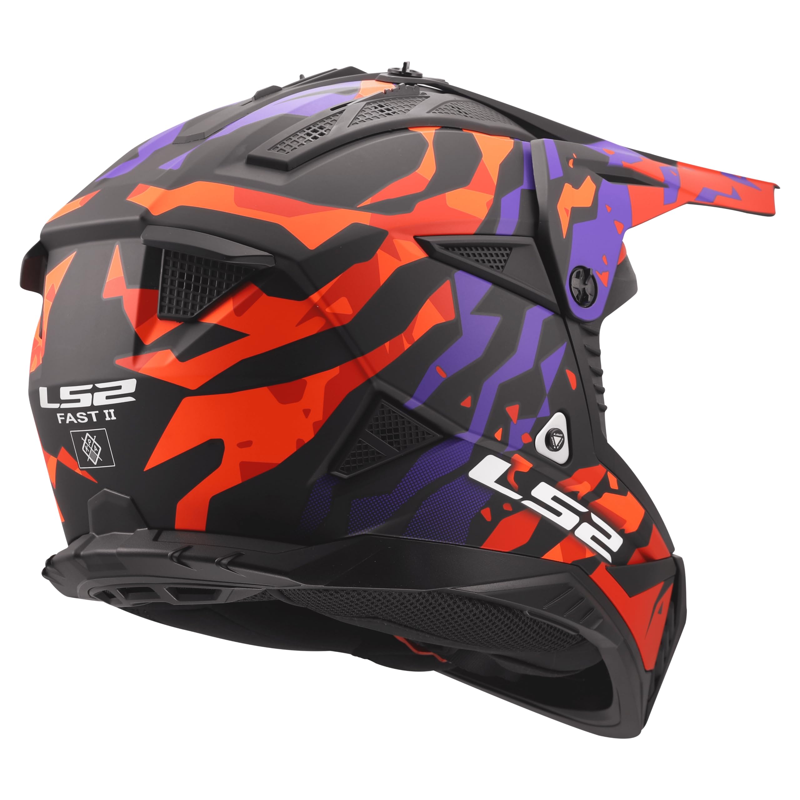 LS2, Casque Moto Cross FAST II GROTESK Purple Orange, XS