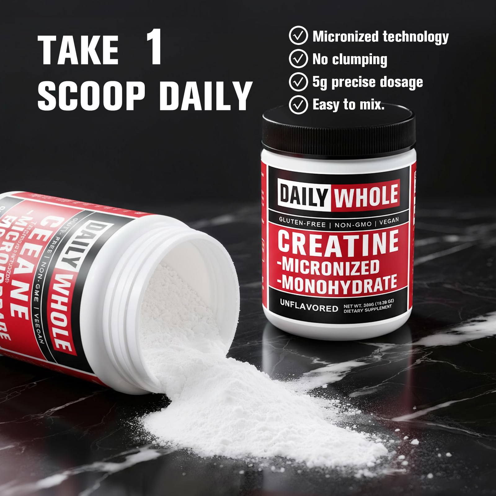 5000mg Creatine Monohydrate Micronized Powder, Pure Unflavored Micronized Creatine Monohydrate 300g (60 Servings) Nutritional Supplements for Men & Women Sugar-Free,Vegan, Non-GMO with Scoop — Amazon image 5