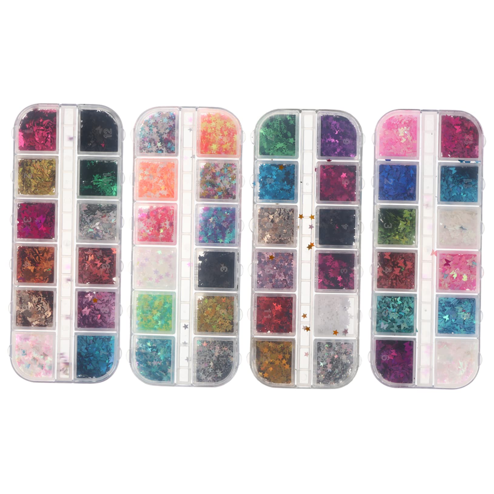 POPETPOP 12 Scatole Paillettes Per Nail Art Per Il Trucco Degli Occhi Adesivi Per Unghie Per Nail Art Adesivi Glitterati Adesivo Per Unghie Metallo Veloce Ragazza Lucidalabbra