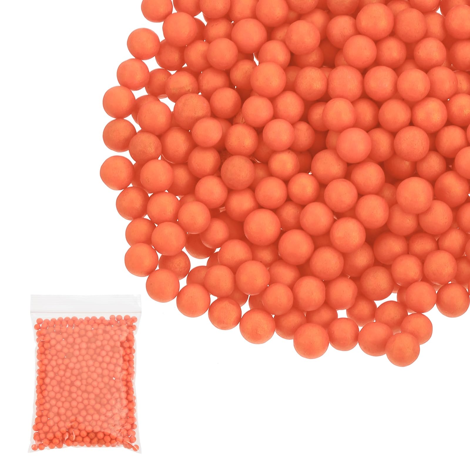 PATIKIL Foam Beads, 7-9mm Foam Balls, Mini Small Balls Polystyrene Beads for DIY Craft Supplies Wedding Party Art Homemade, Orange
