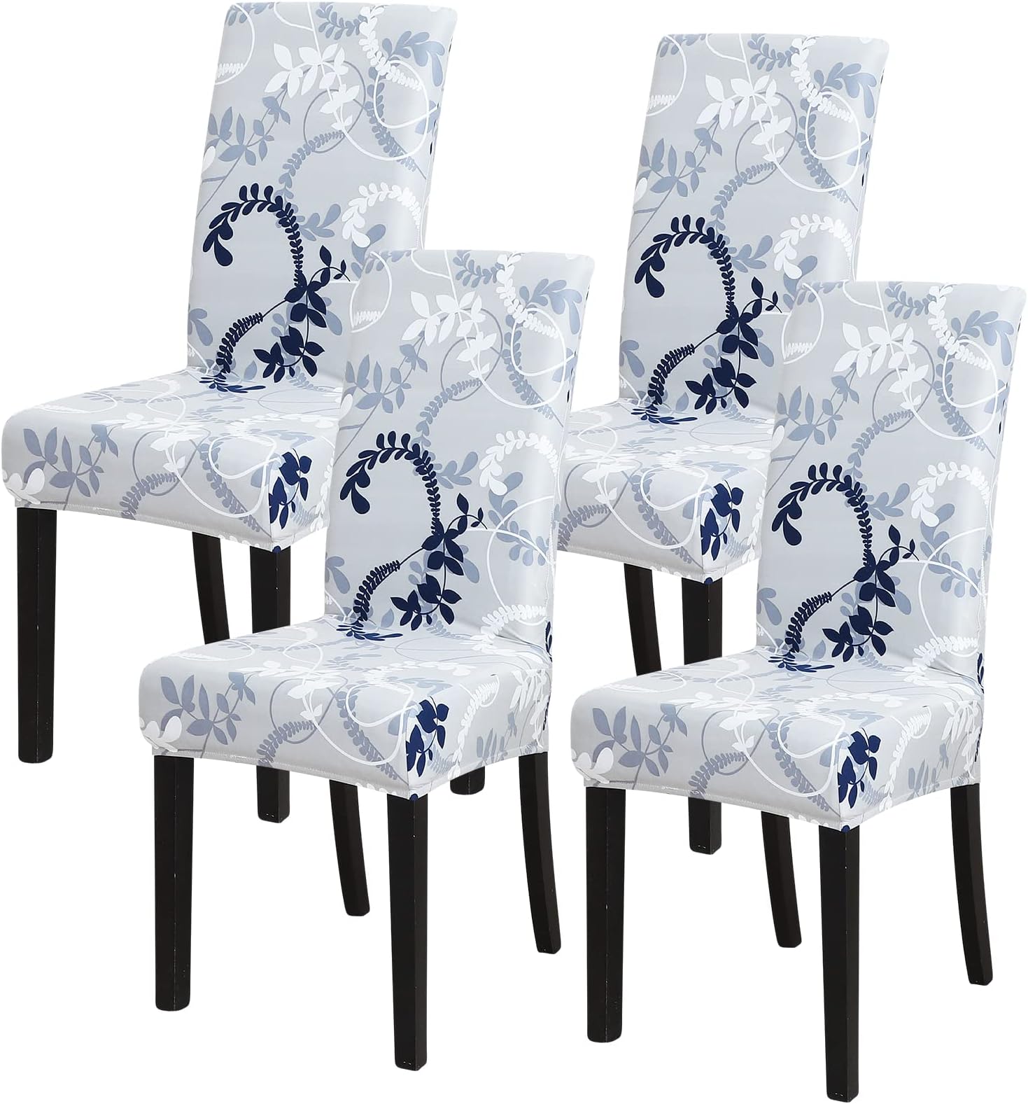 FORCHEER Dining Chair Cover for Dining Room Set of 4 Grey Stretch Removable Washable Kitchen Parsons Chair Covers 4 Pack, Flower Pattern C