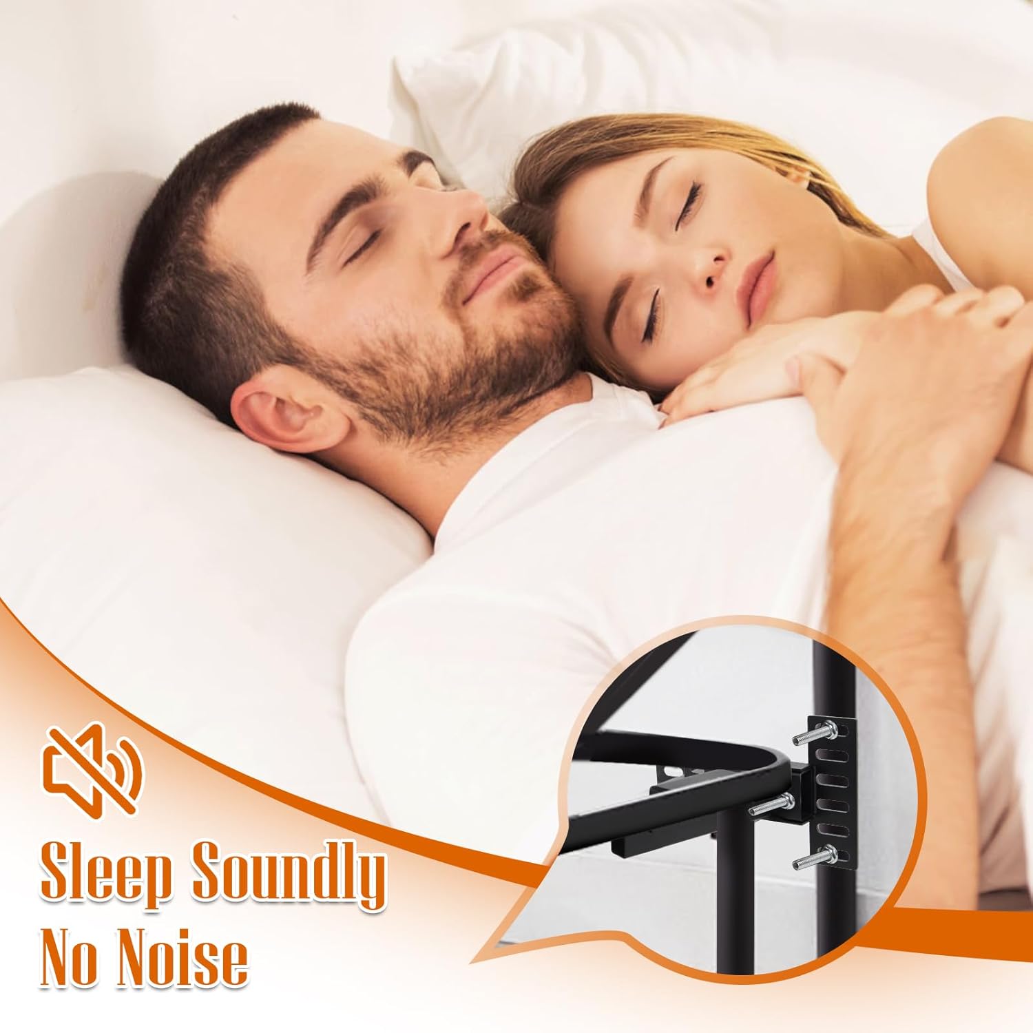 Headboard Bracket Adjustable Bed Base Bed Extra Thick Steel Universal Kit Heavy Duty No Noise No Wobble Easy Install Black Compatible Queen King Full Twin