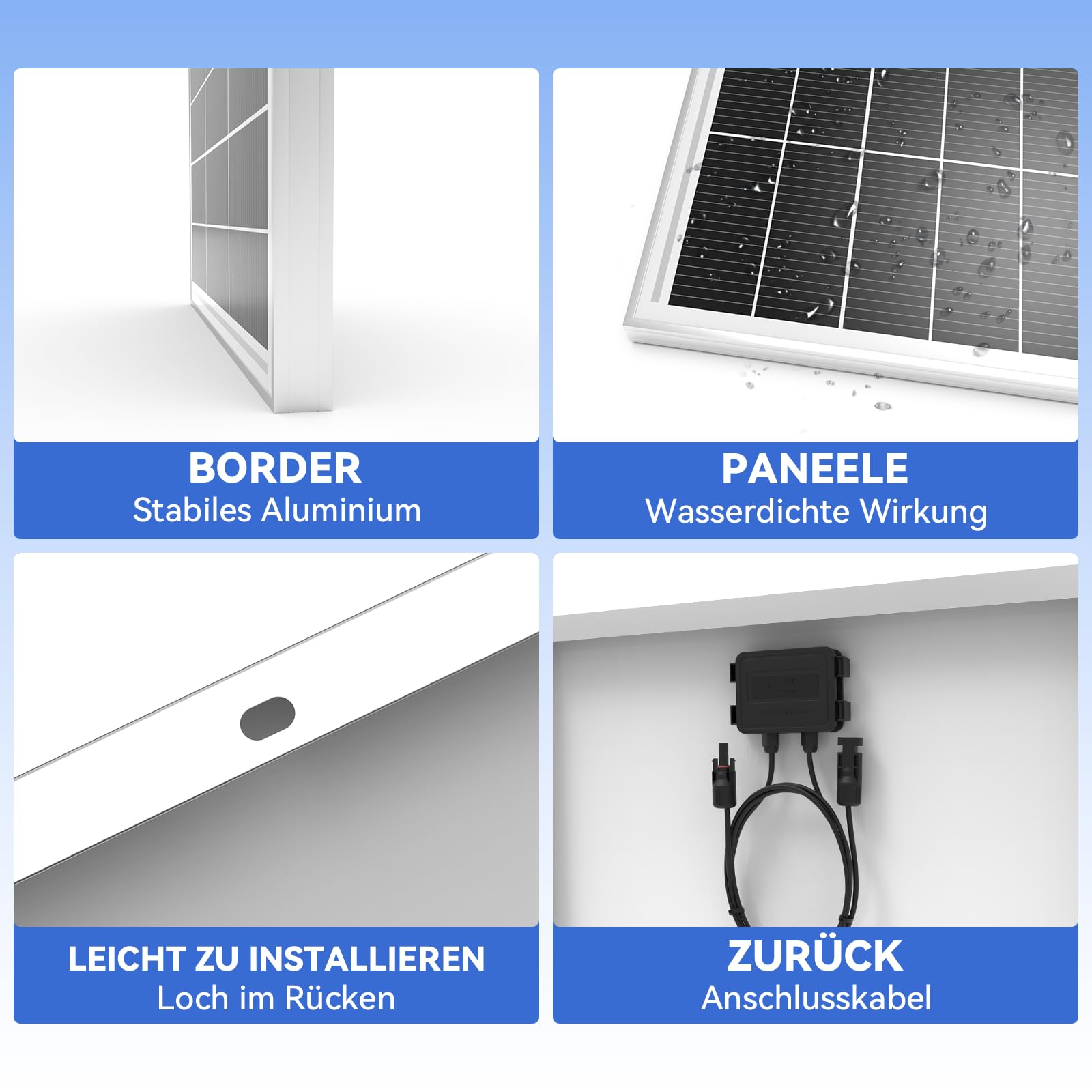 WERCHTAY 12V Solarpanel 400w Monokristallines, Solarmodul mit Hocheffizientes Aluminiumrahmen, SMBB Technologie, PV Modul für Batterien, Boot, Wohnmobile, Gartenhäuse, Haus (200W*2)