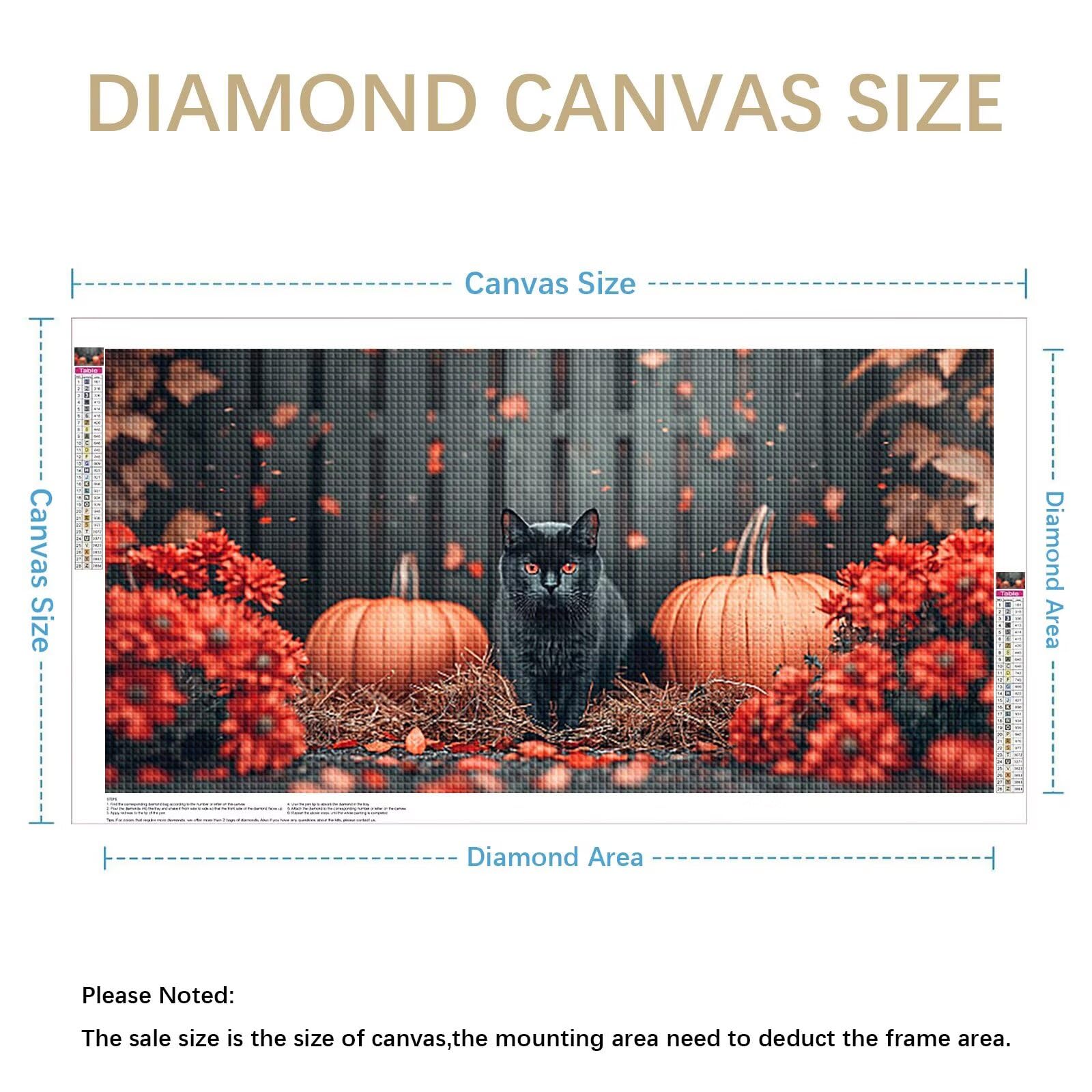 Diamond Painting Grande 160x80cm Calabaza Diamond Painting Adultos, DIY Gato Pintura de Diamante Manualidades Adultos, 5D Cuadrado Rhinestone Bordado Punto de Cruz para Home Decoration Regalo 0J-803