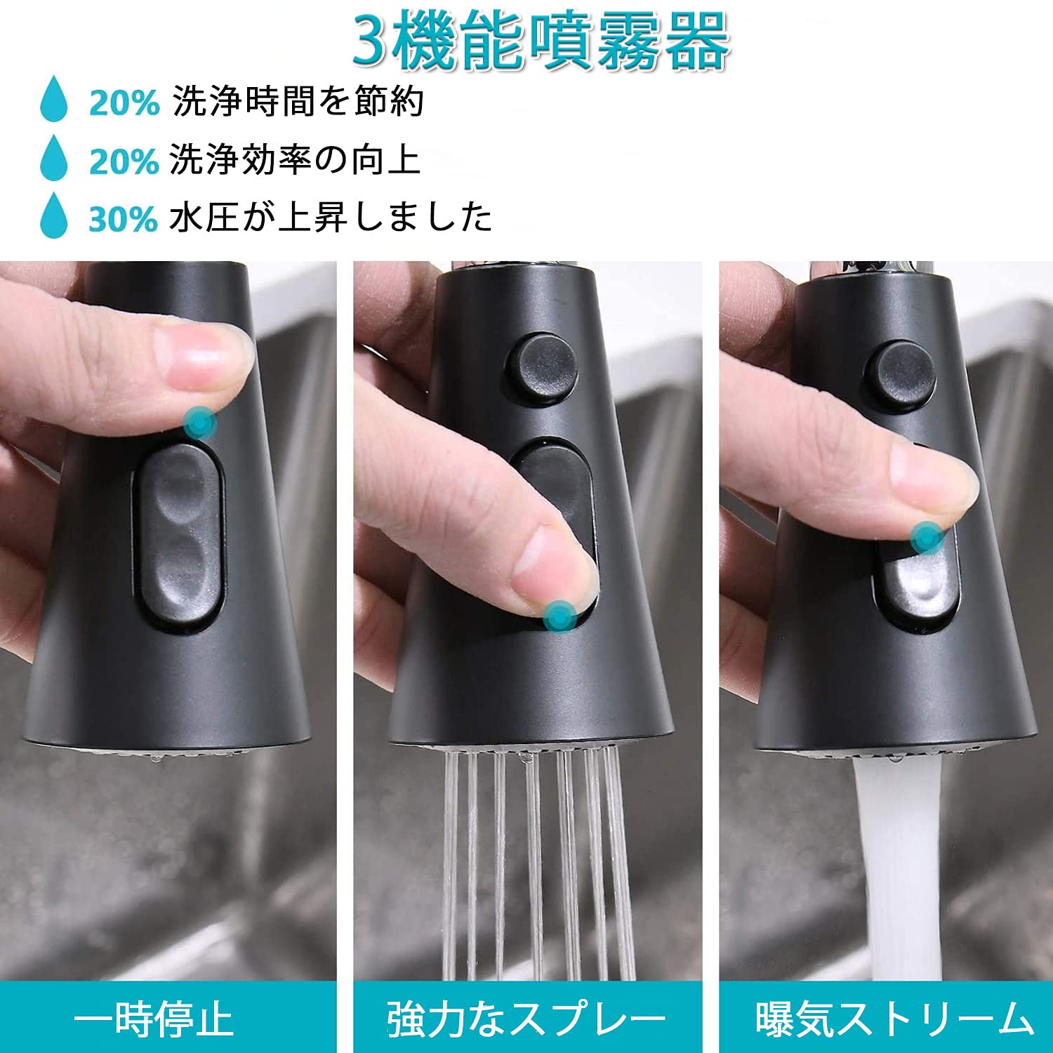 Amazon.co.jp: APPASO非接触キッチン蛇口マットブラック、ドッキング 