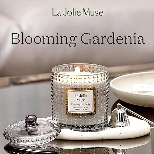 Miniatura 3 de LA JOLIE MUSE Blooming Gardenia - Vela perfumada para mujeres velas de cera natural velas perfumadas para el hogar 75 horas de combustión Gardenia