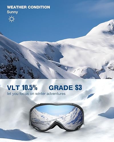 Miniatura 2 de ZIONOR Lagopus Gafas de protección UV para esquí y snowboard, antiniebla, para hombres, mujeres, jóvenes