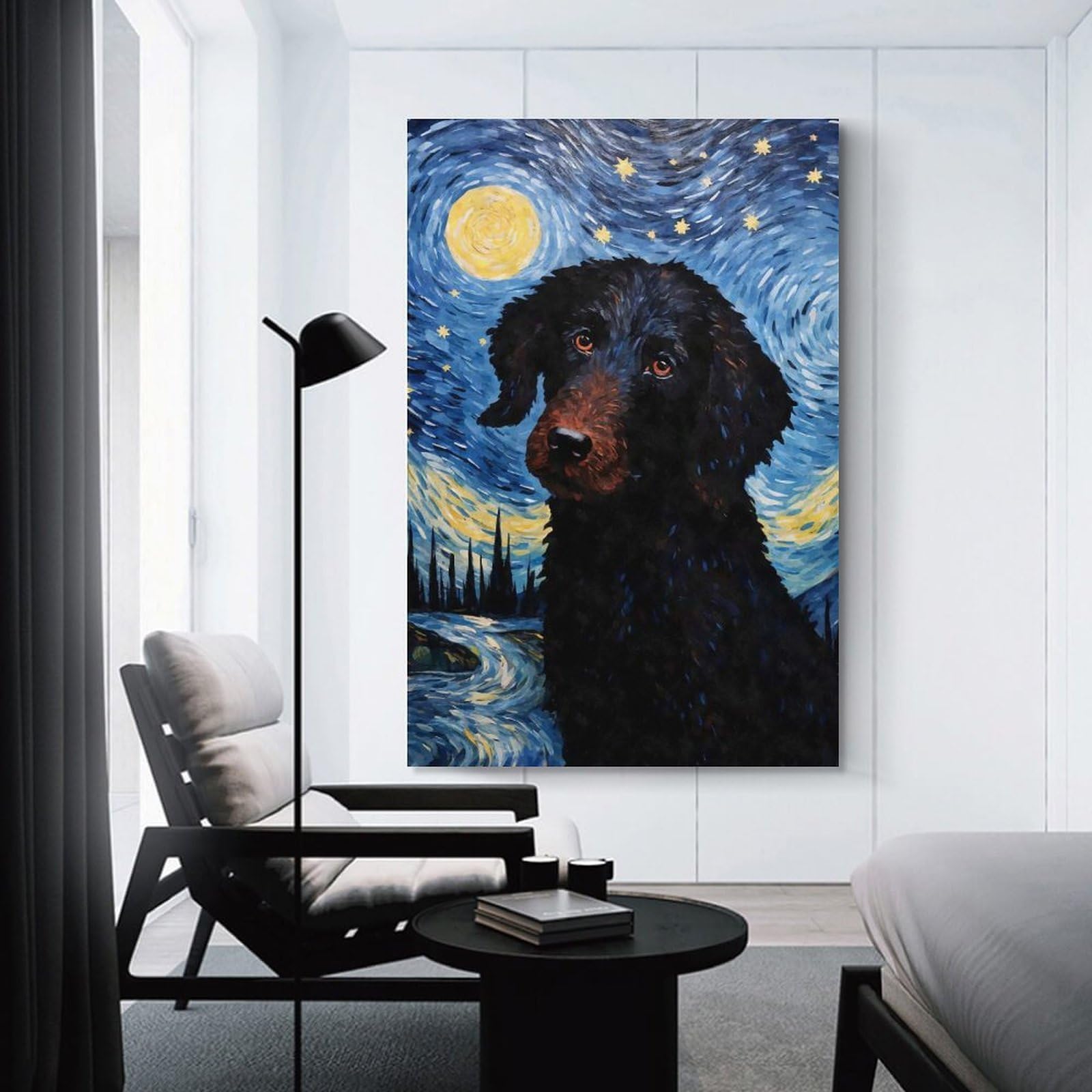 Junmoney Unframe-Style-3 Wall Picture Print Curly Coated Retriever, 20X30inch(50X75cm), For Contemporary Homes, Apartments Or Offices, Decorative Canvas Decor For Home Updates