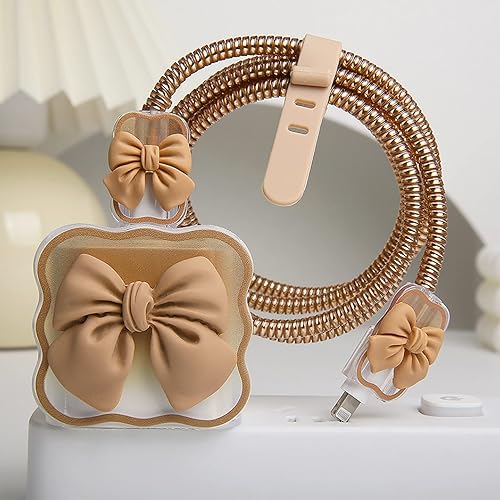 Miniatura 4 de Compatible con iPhone de 18 W20 W, funda de cargador USB-C con bonito diseño de pajarita 3D, protector de cargador suave y transparente Kawaii