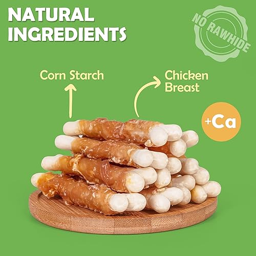 Miniatura 9 de MON2SUN Golosinas para perros, huesos de calcio envueltos en pollo sin cuero crudo, golosinas de entrenamiento de 2.3 pulgadas para limpieza de