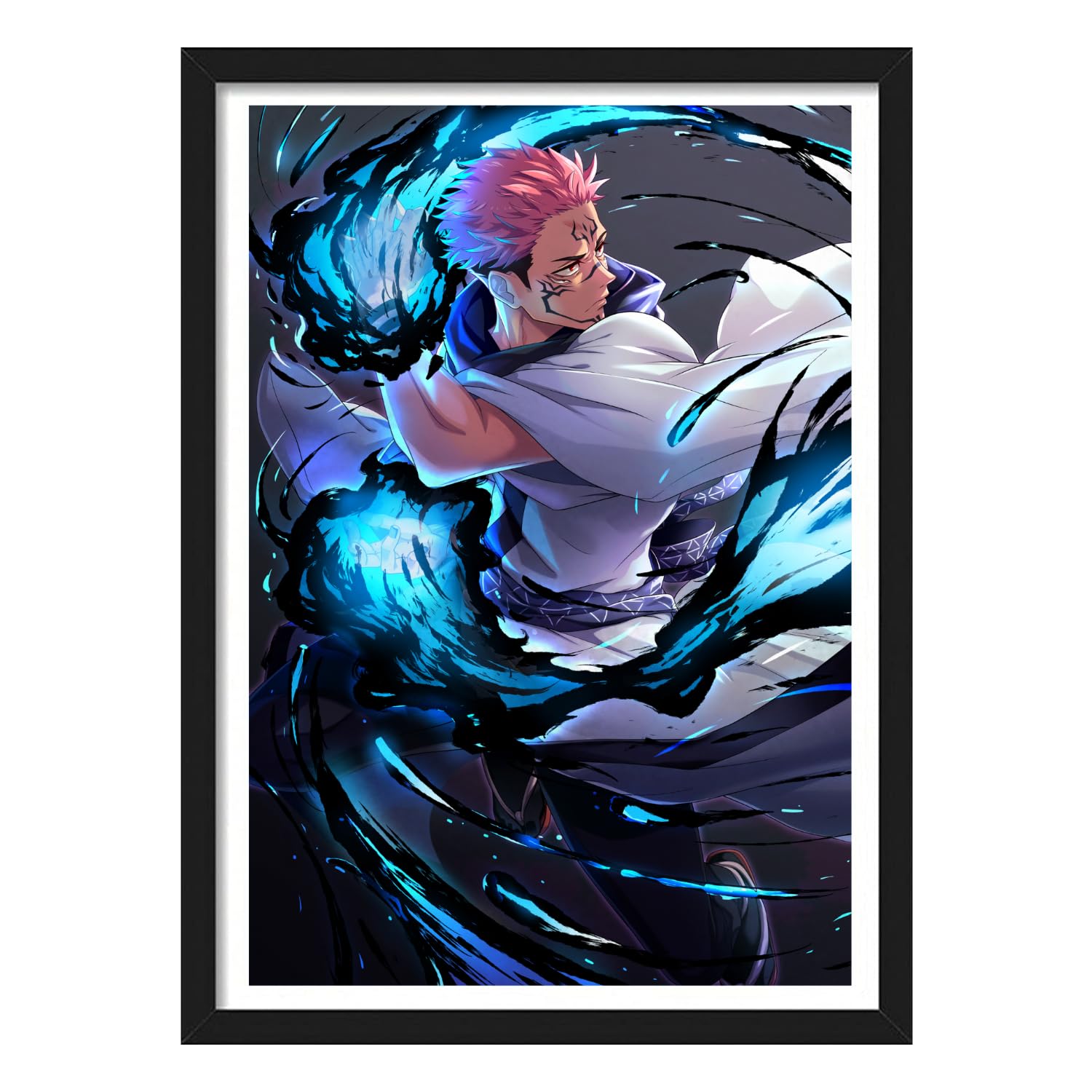 YourCanvas | Itadori Yuji x Sukuna | Jujutsu Kaisen Framed Posters | Anime Framed Poster By YourCanvas (Black Framed 10×13 inches, Itadori Yuji x Sukuna)