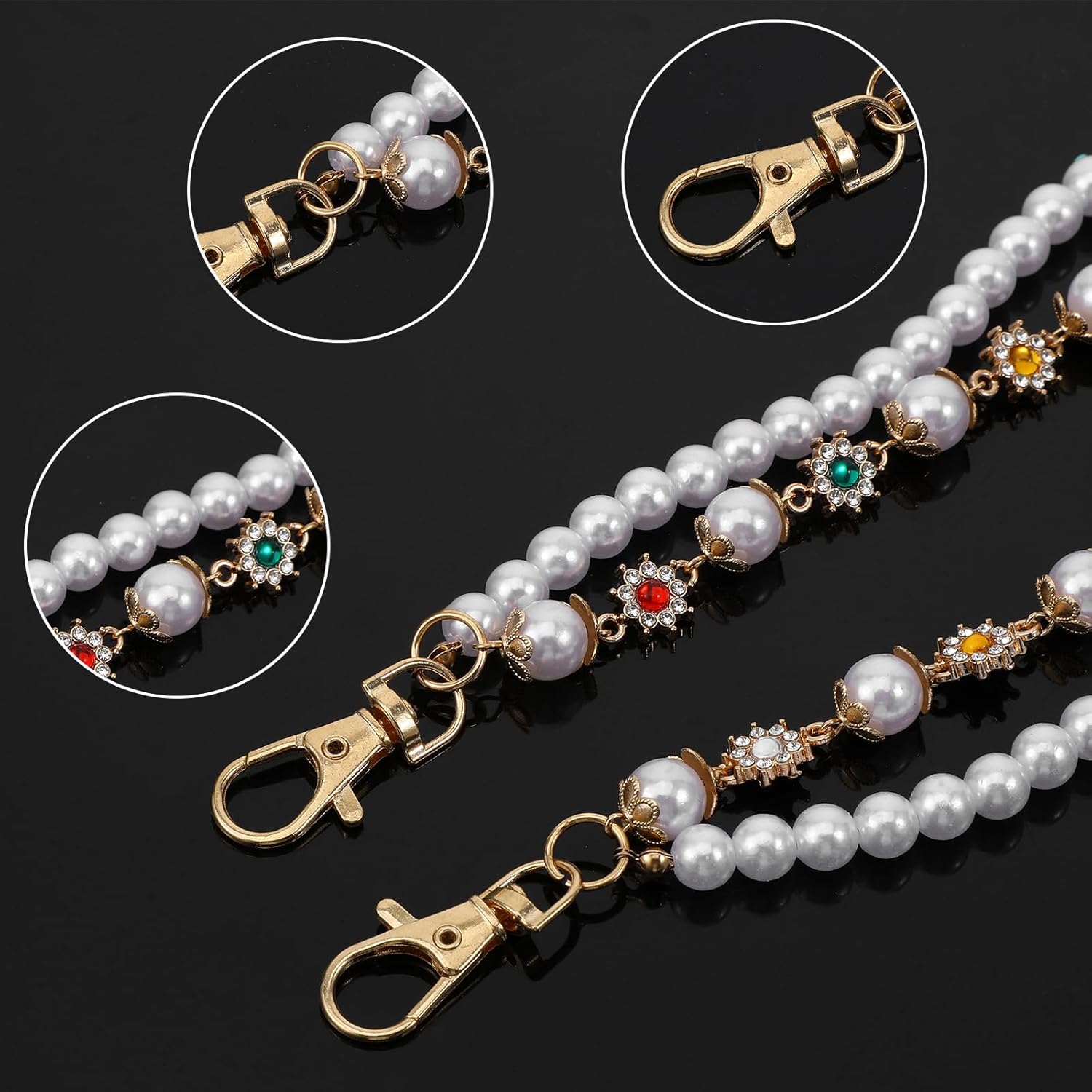 Pocket Chain for Men Women,Pocket Chains Pearl Wallet Chain,Pants Chains witn Rhinestone for Jeans Purse Punk Streetwear Jewelry Gift - Image 6