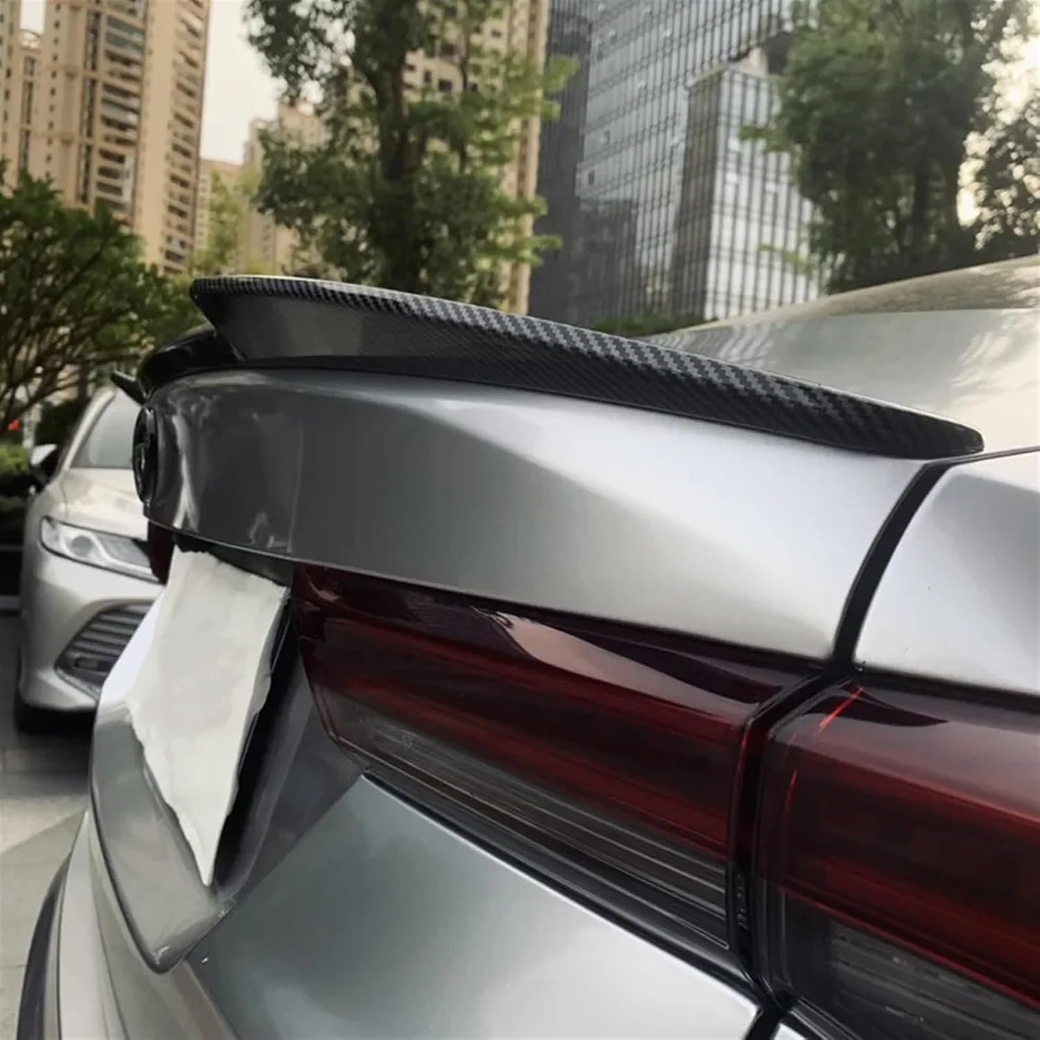Rear Trunk Lid Duck Lip Spoiler Wings for GAC Empow 2021-2023 Body Kit ABS Black/Carbon Styling Tuning Accessories Part(Carbon Look)