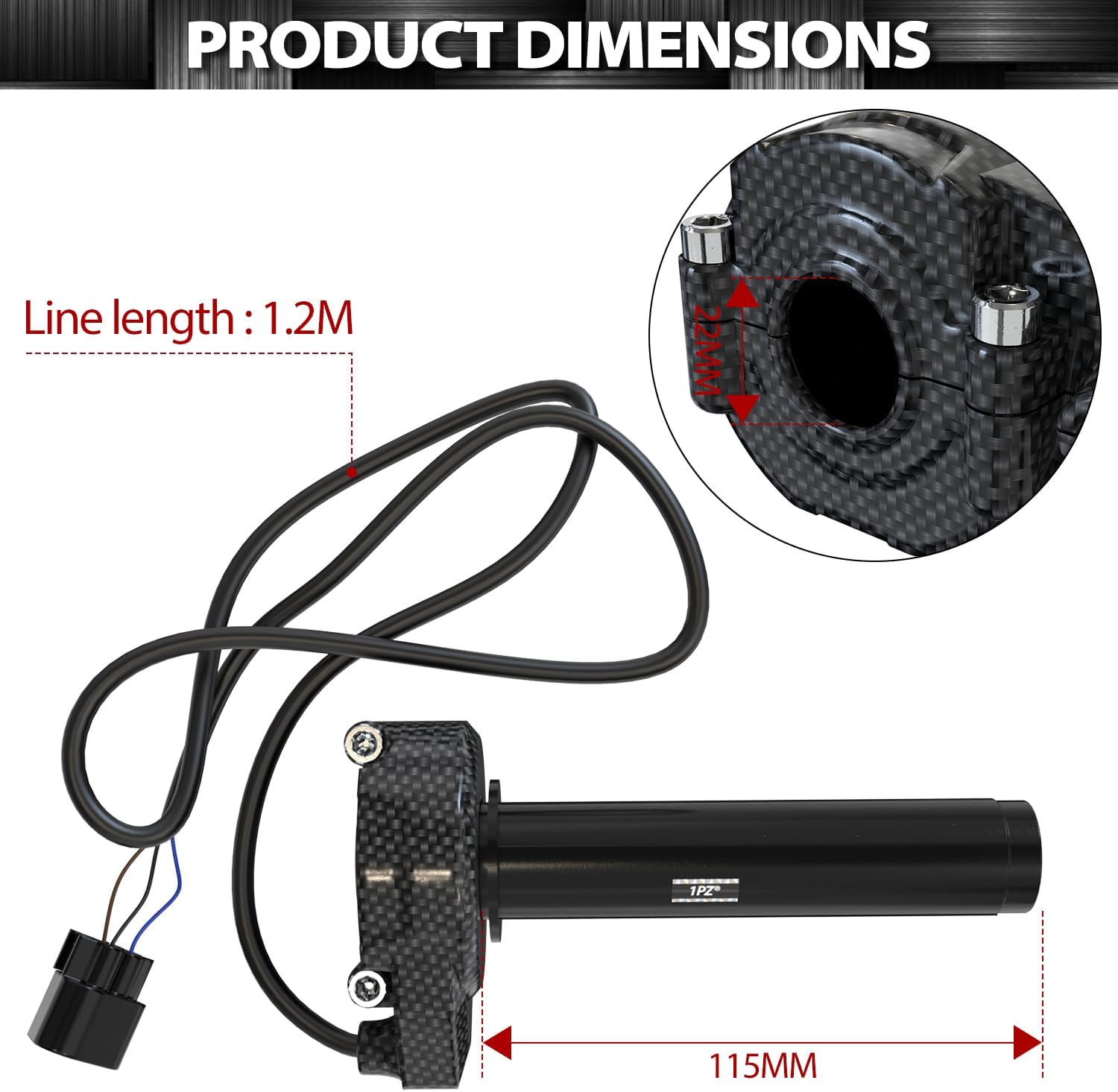 1PZ Surron Throttle Handle Imitation Carbon Fiber Throttle Grips Quick Twister with Throttle Cable Throttle Kit for Electrice Dirt Bike Light Bee Sur Ron S Surron X X160 X260