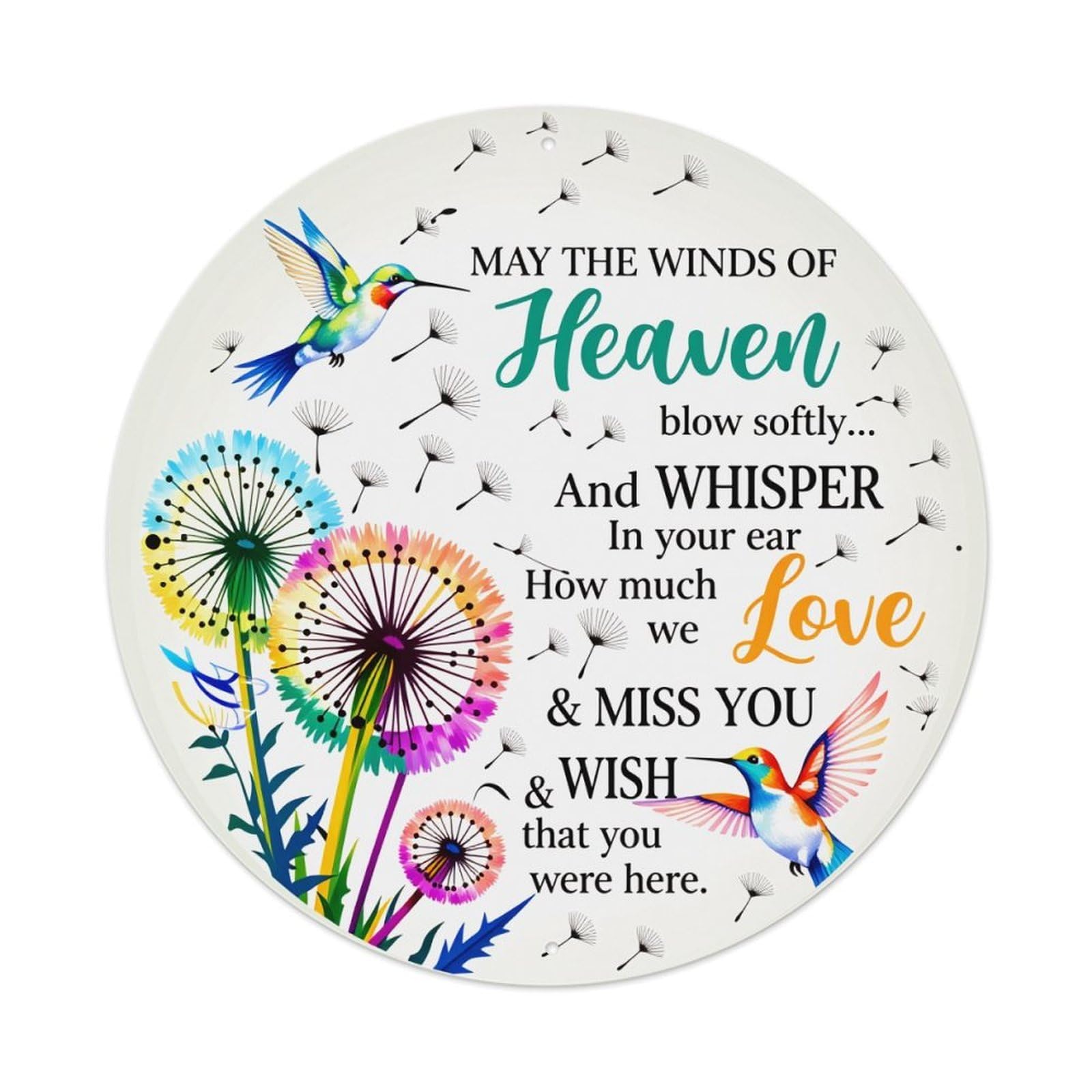 Hummingbird Dandelion Love Whisper Miss Metal Tin Sign Vintage Garden Bedroom Cafe Bar Man Cave Home Wall Decor Metal Poster 8x8 inches
