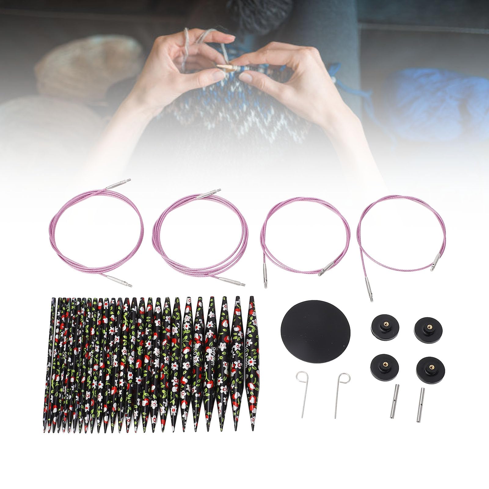 13 Paar Aluminium Rundstricknadeln Set mit Etui, Kabel und Zubehör 3mm-10mm Rundstricknadeln mit Druck für Brginner und Erfahrene Strickliebhaber