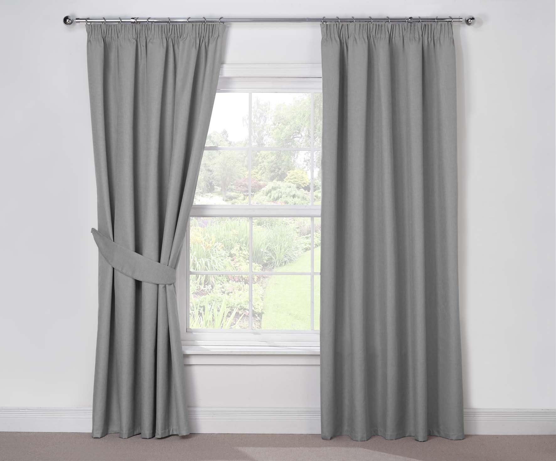 Julian Charles Luna Thermal Coated Pencil Pleat Curtains 44" x 54", Fabric, Silver, 137x112x0.1 cm