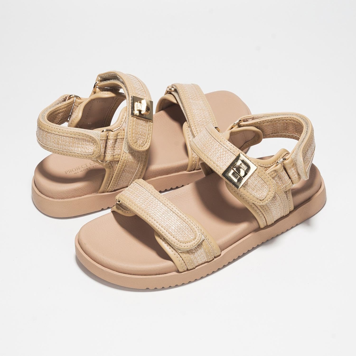 Project Cloud 100% Genuine Leather Platform Sandals Women Footwear - Comfortable Strappy Summer Sandals for Women 2026 - Memory Foam and Non-Slip Beach Slides (Mona, Raffia, 8.5) - Image 6